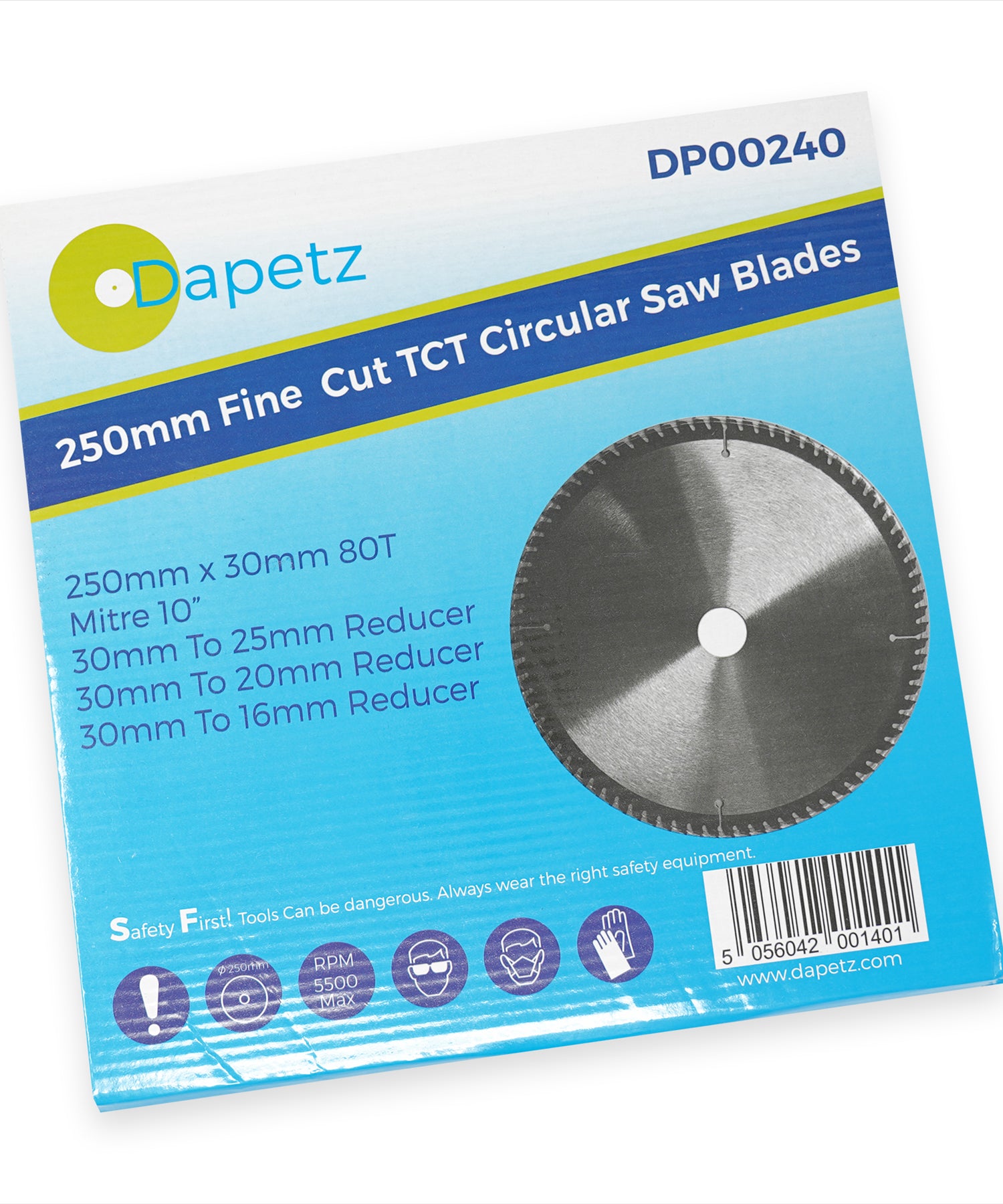 Circular Saw Blade 30mm Bore 25mm 20mm 16mm Rings Mitre 10" 80T Fine Cut 250mm by Daptez
