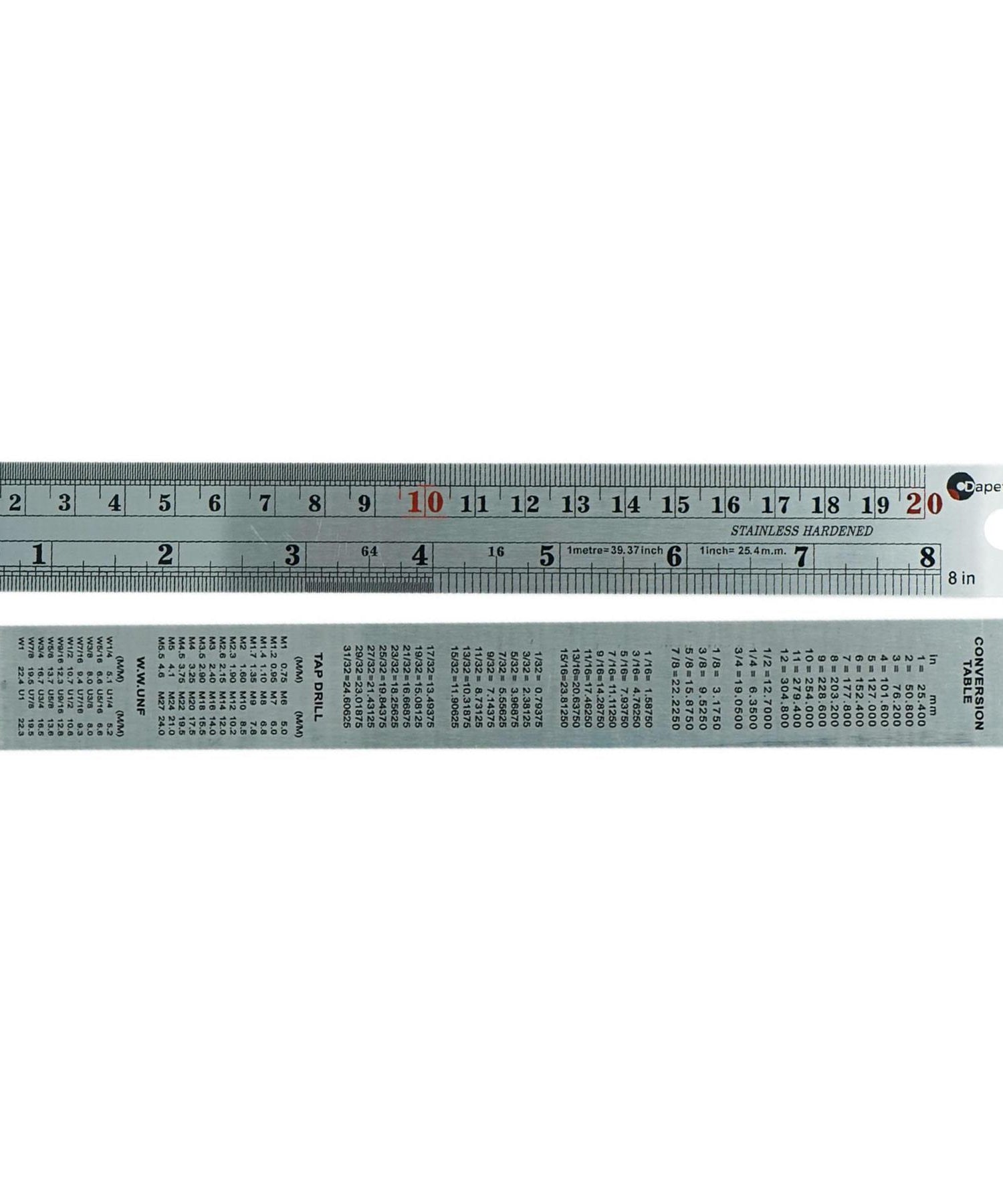 8" 20cm 200mm Stainless Steel Ruler Metal Rule Metric Imperial