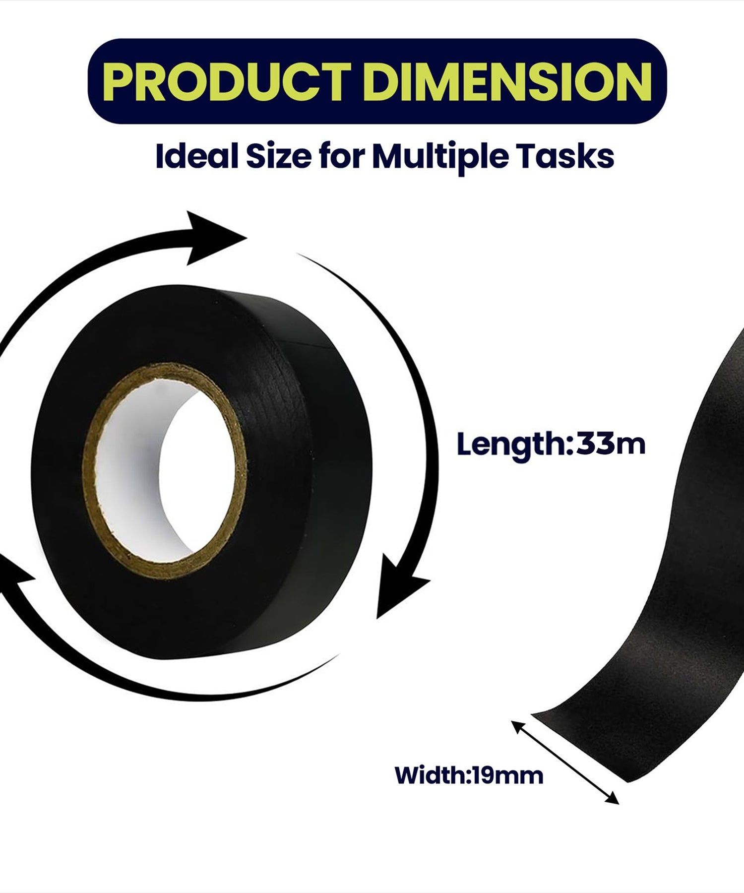 2PCS Electrical PVC Insulating Tape 19mm x 33m Flame Retardent Black By Dapetz