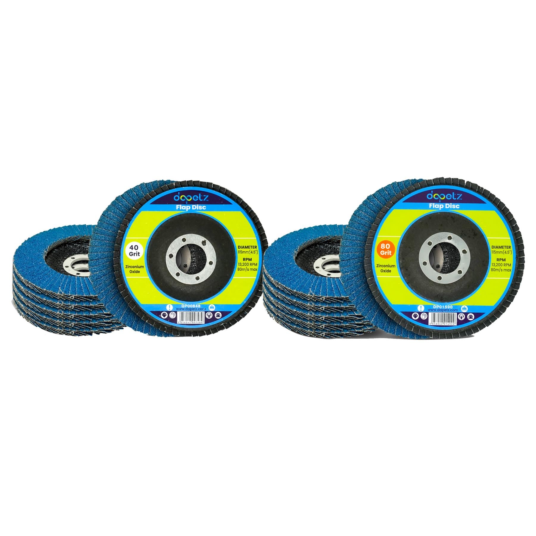 10pcs Flap Grinding Sanding Discs 115mm 4.5" 40/80 Grit Angle Wheel by Dapetz