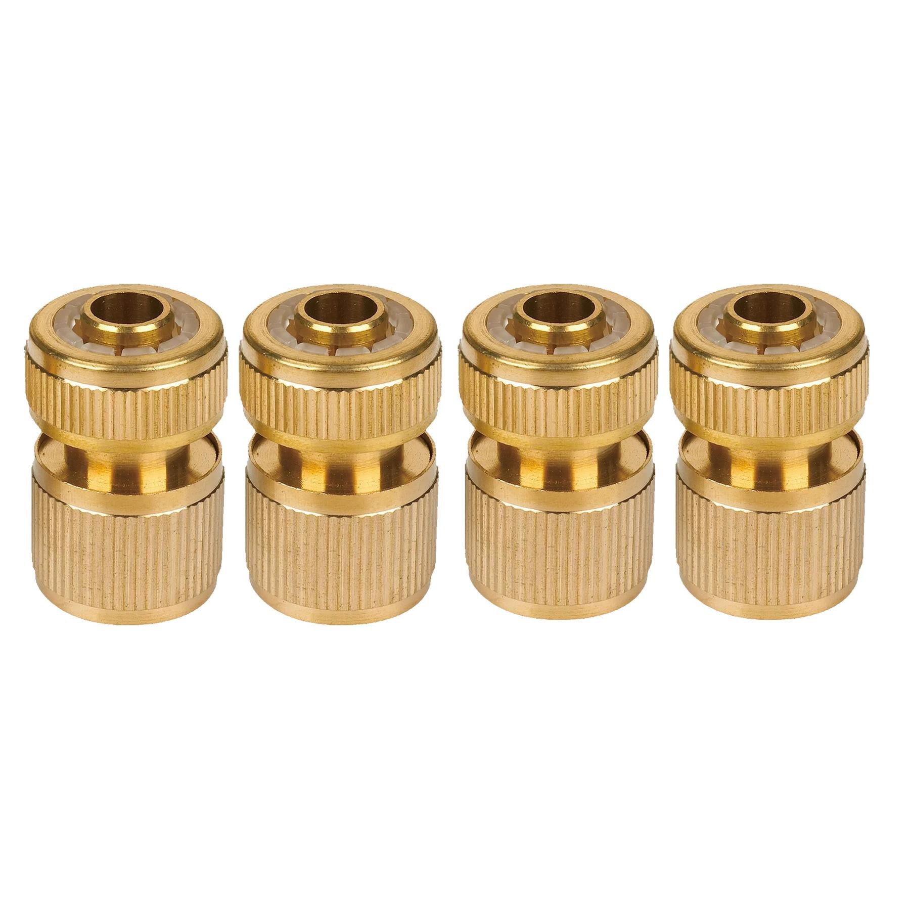 Brass Tap Connector 4pcs 1/2" Female Quick Connector Water Fit Hose Pipe Tap