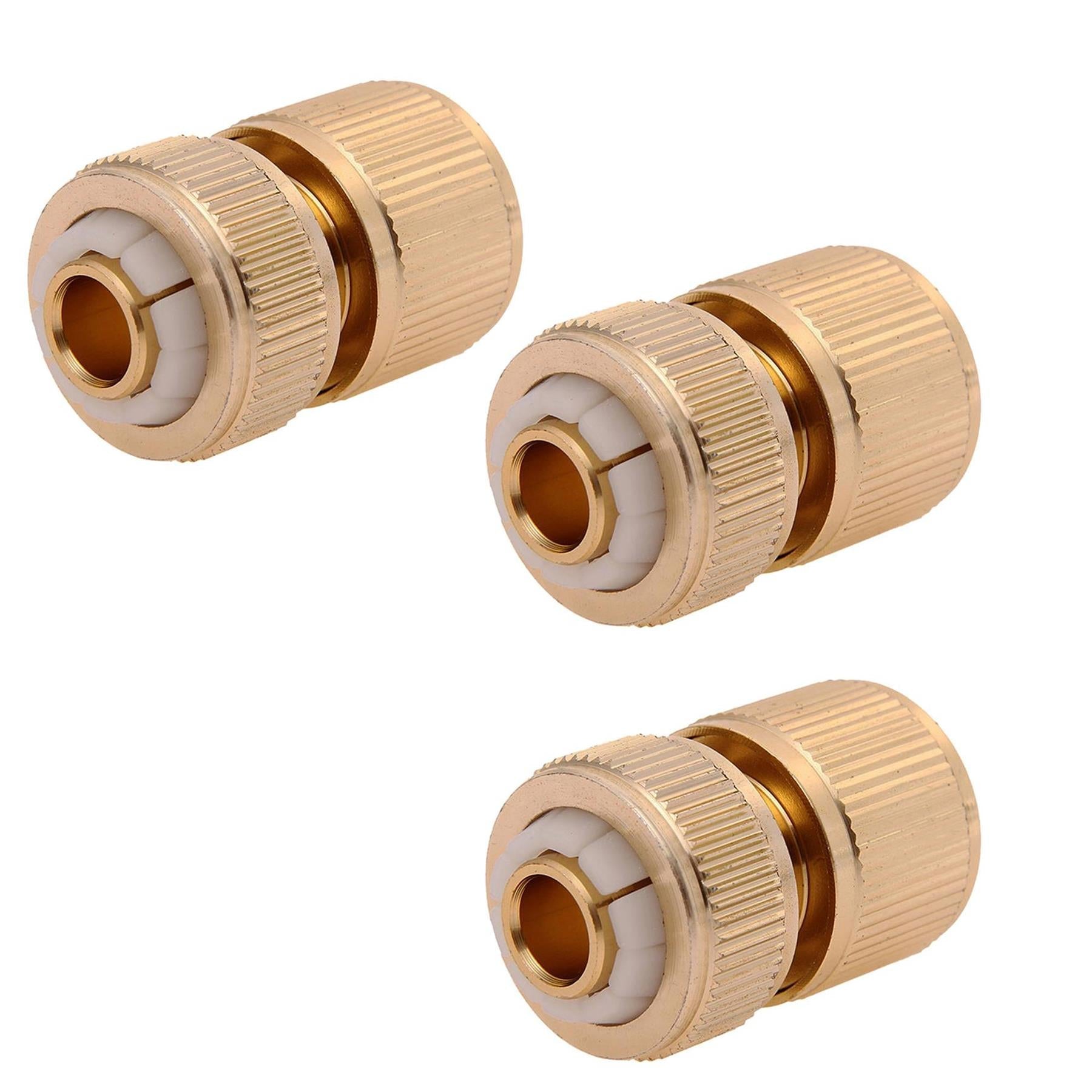 3pk Brass Hose Quick Connector Female Quick Fit To 1/2" Compression