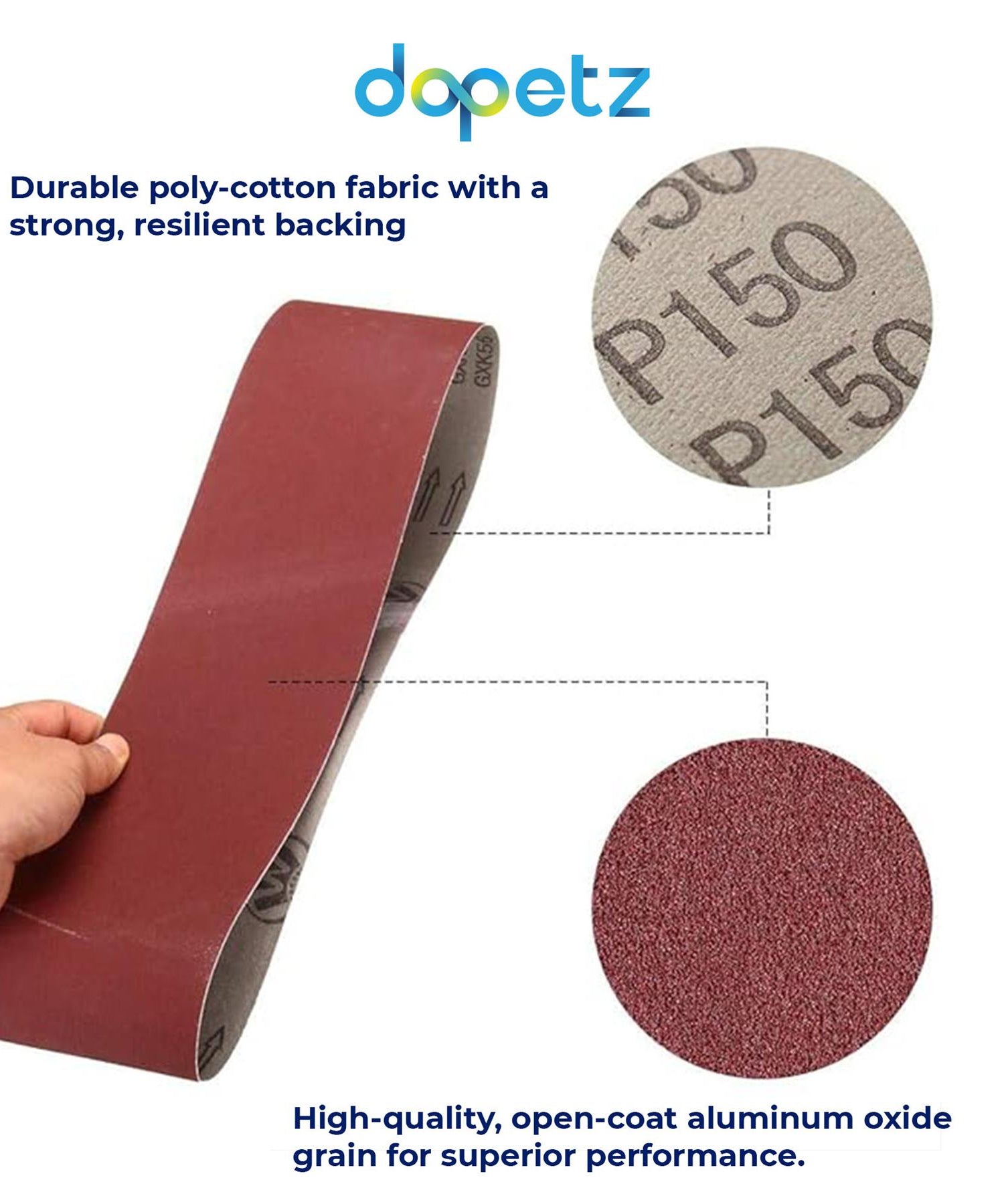 Sanding Belts 5Pcs 65 x 410mm 40/60/80/120 Grit Very Coarse Sanding Belts By Dapetz