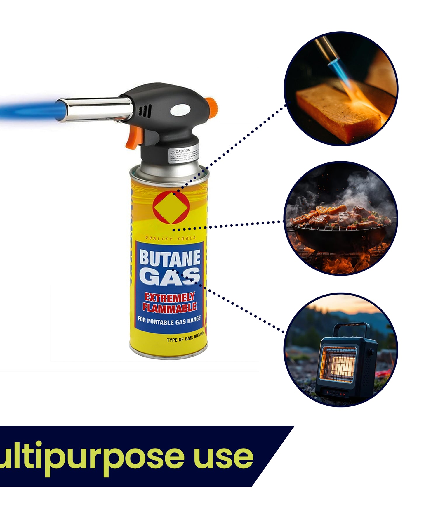 Blow Torch Butane Gas Auto Chef Creme Brulee Cooking Soldering Camping 2 Gas Can