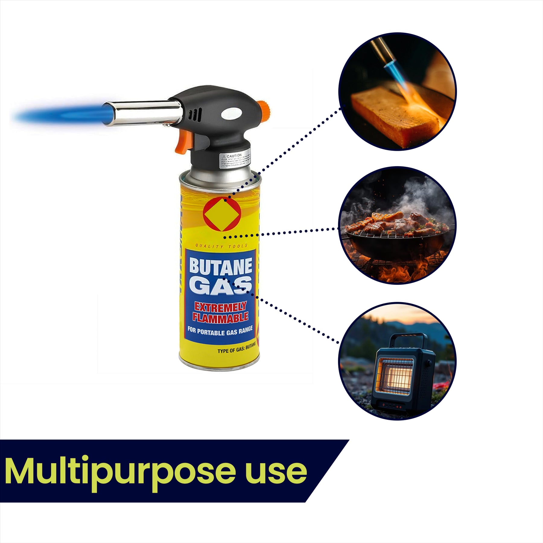 Blow Torch Butane Gas Auto Chef Creme Brulee Cooking Soldering Camping 2 Gas Can