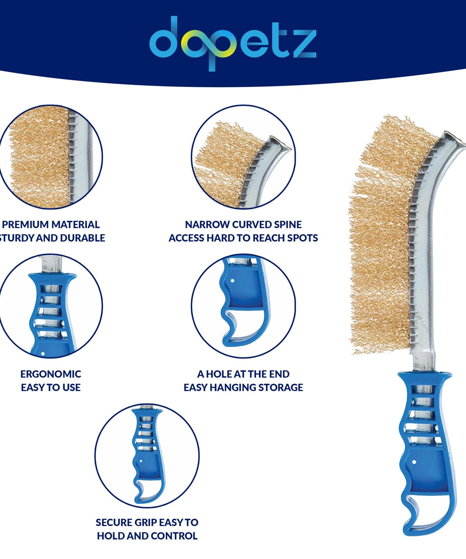 Brass Coated Hand Wire Brush With Plastic Handle . Heavy Duty DIY Tool Paint Rust Remover 35mm by Daptez