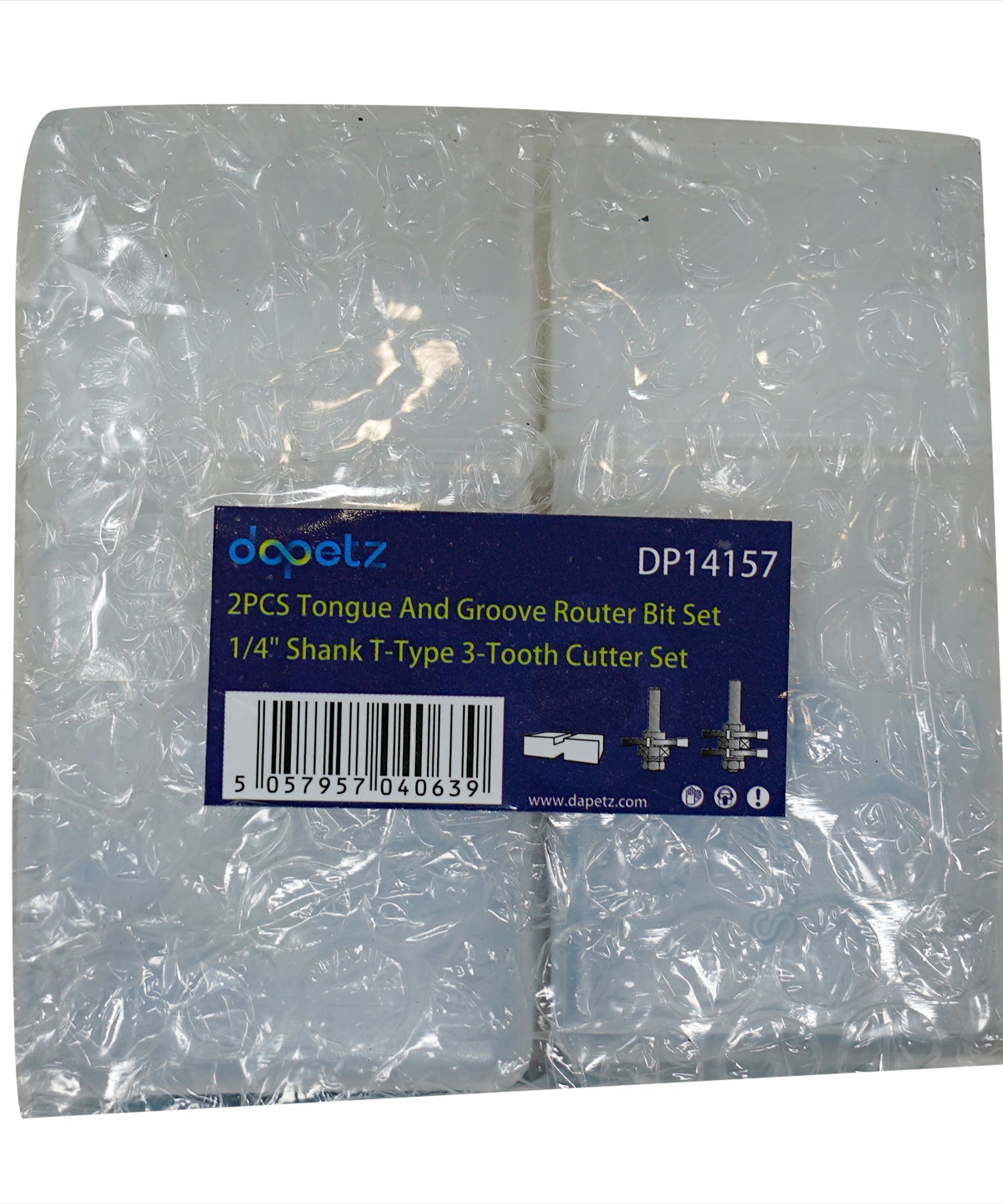 Tongue And Groove Router Bit 2PC Set 1/4" Shank T Type 3 Tooth Cutter Washers