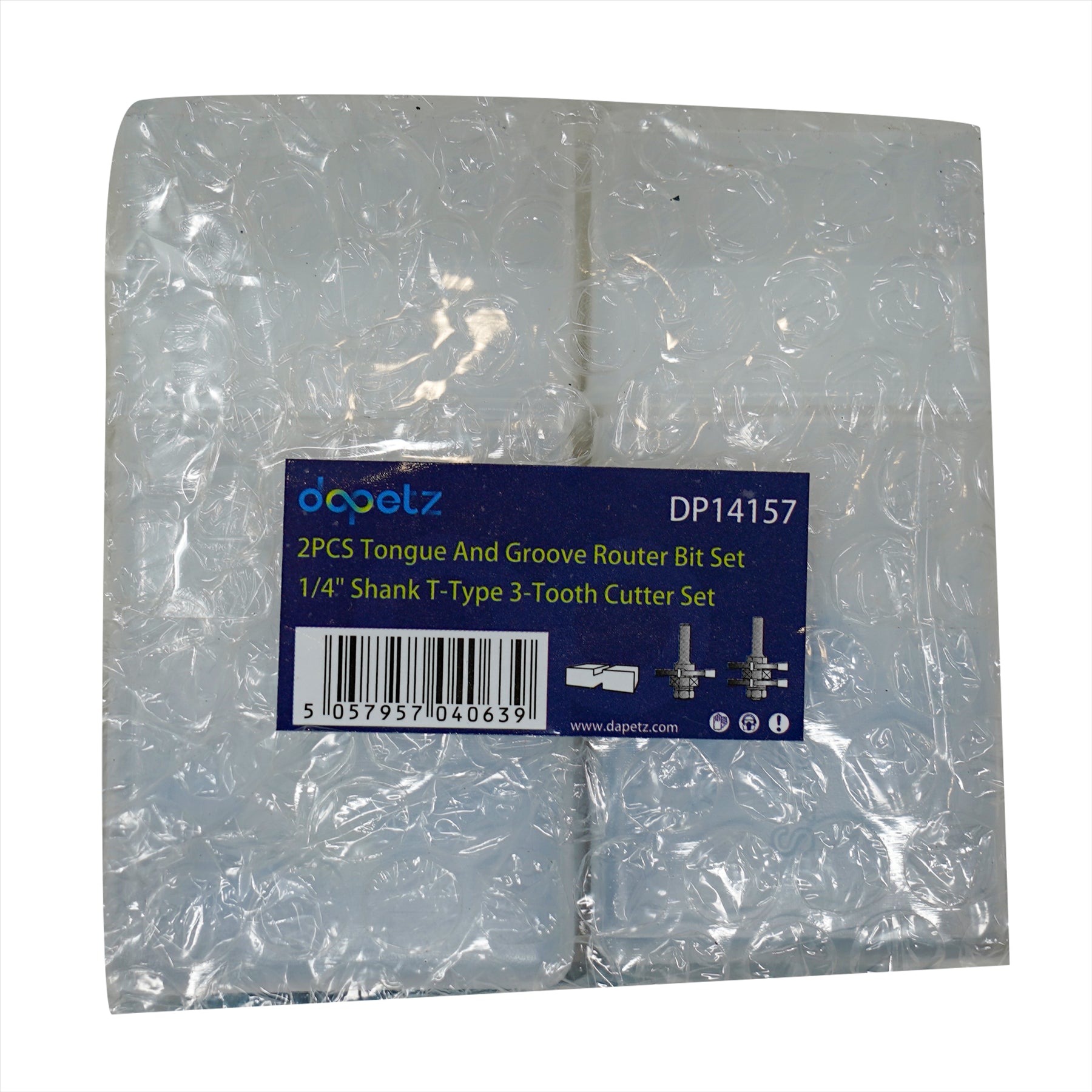 Tongue And Groove Router Bit 2PC Set 1/4" Shank T Type 3 Tooth Cutter Washers