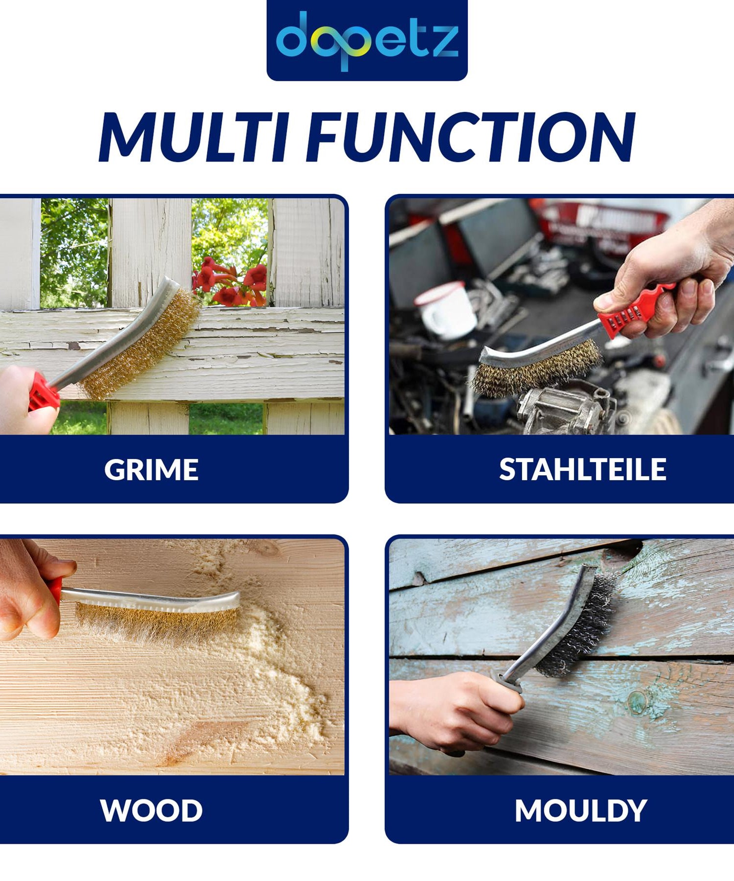 Brass Coated Hand Wire Brush With Plastic Handle . Heavy Duty DIY Tool Paint Rust Remover 35mm by Daptez