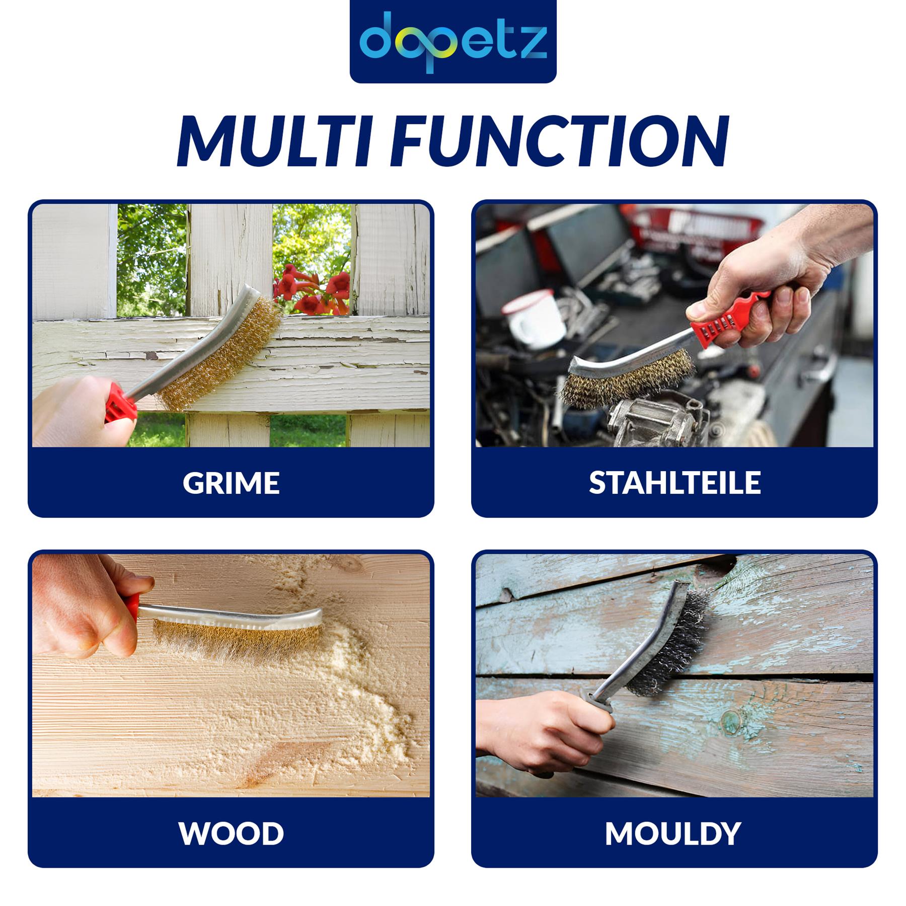 Brass Coated Hand Wire Brush With Plastic Handle . Heavy Duty DIY Tool Paint Rust Remover 35mm by Daptez