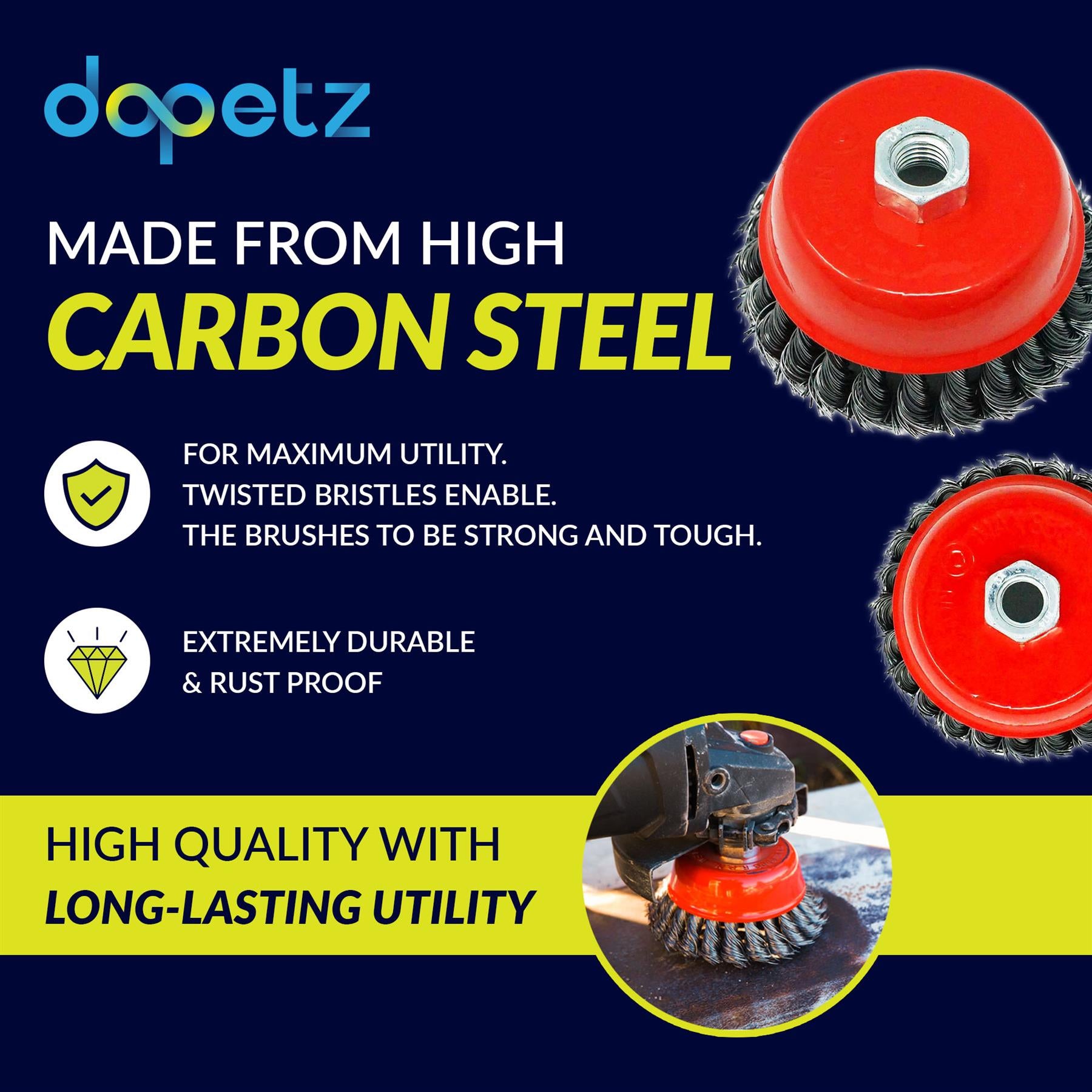 Twist Knot Wire Wheel Cup Brush 4" M14 for 4 1/2" 100mm Angle Grinder