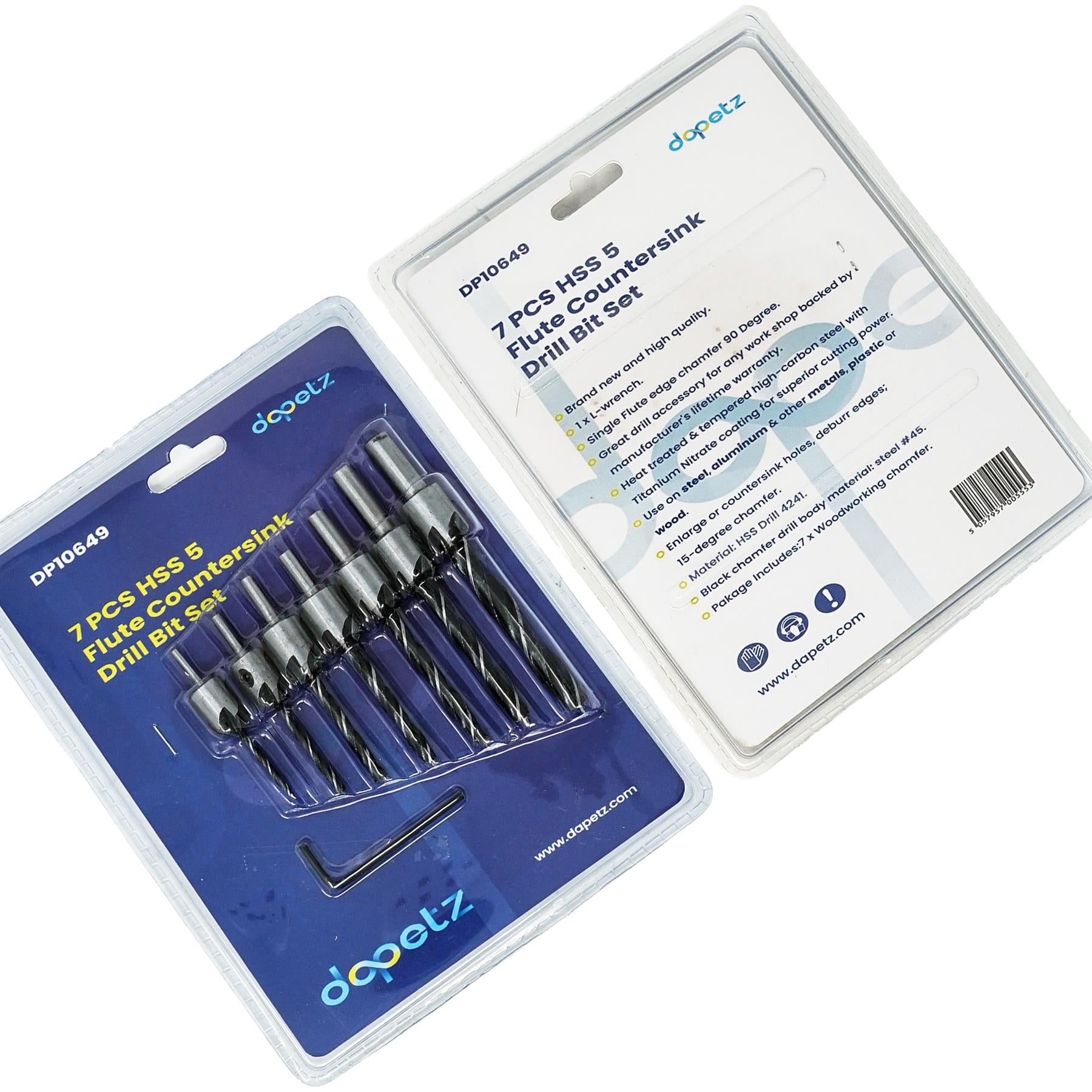 Drill Bit HSS 5-Flute 3 4 5 6 7 8 10mm 7PCS Dapetz