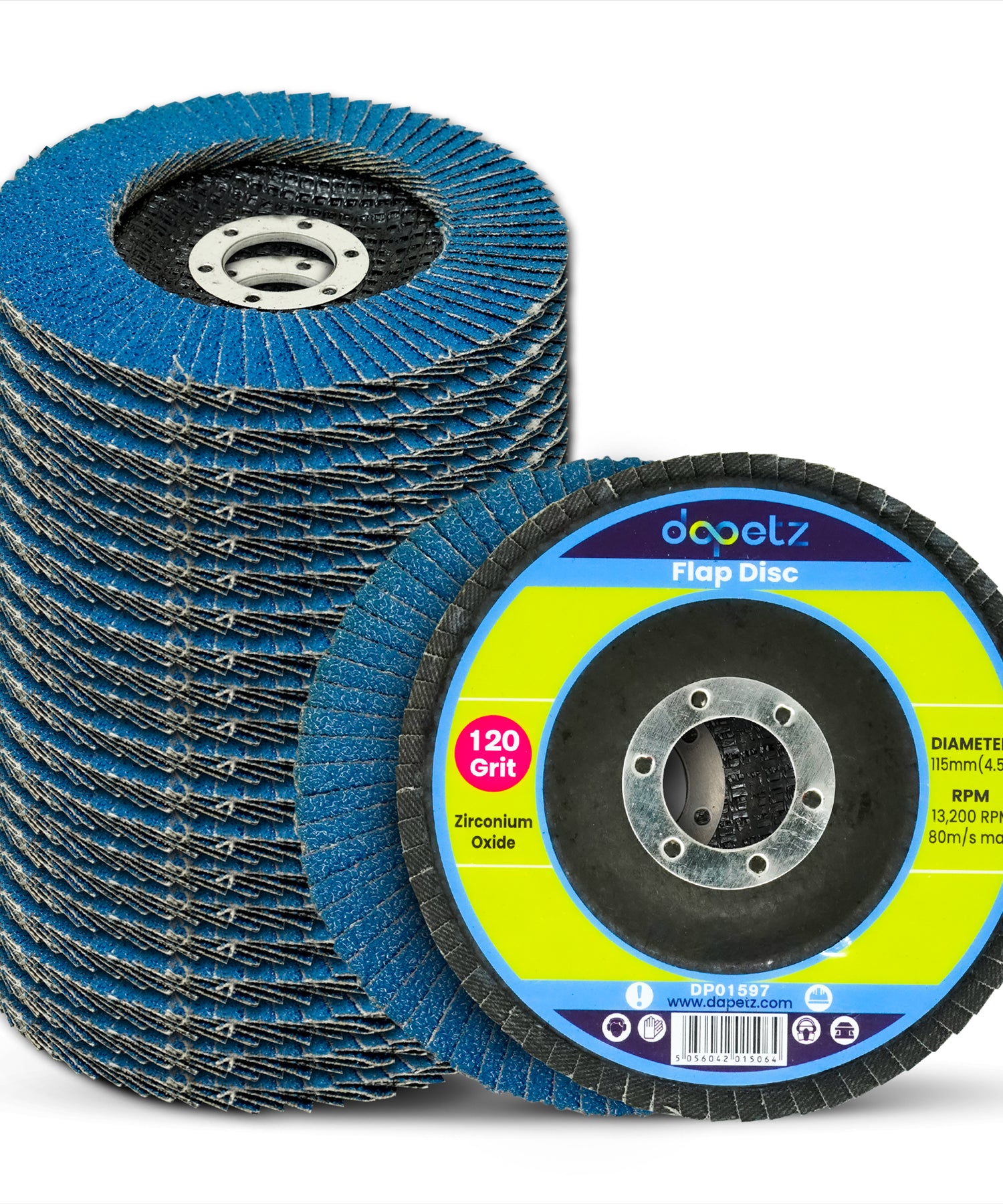 Flap Sanding Disc 4.5" 115mm 120 Grit Grinding Zirconium Oxide Wheels 20PCS By Dapetz