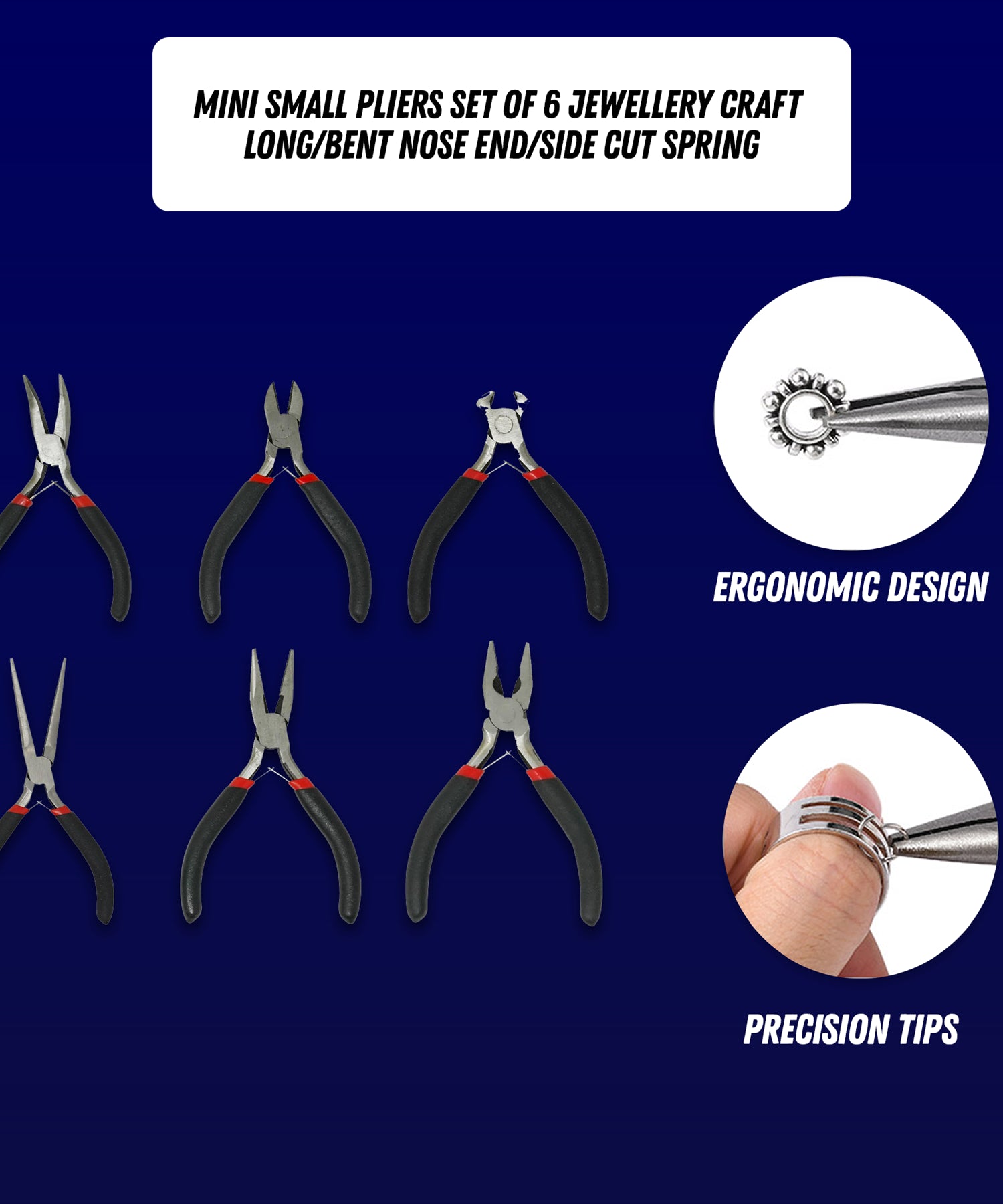 6PCS Mini Pliers Set Combination Long Nose Bent Nose Side End Cutting Tools By Dapetz