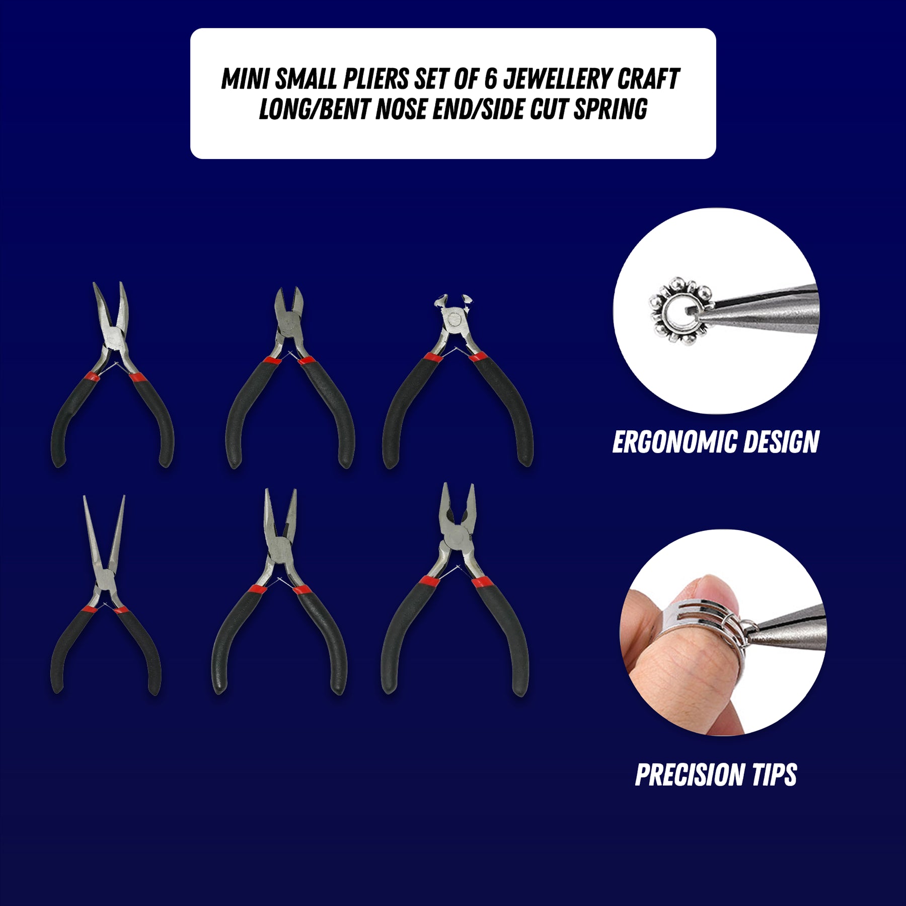 6PCS Mini Pliers Set Combination Long Nose Bent Nose Side End Cutting Tools By Dapetz