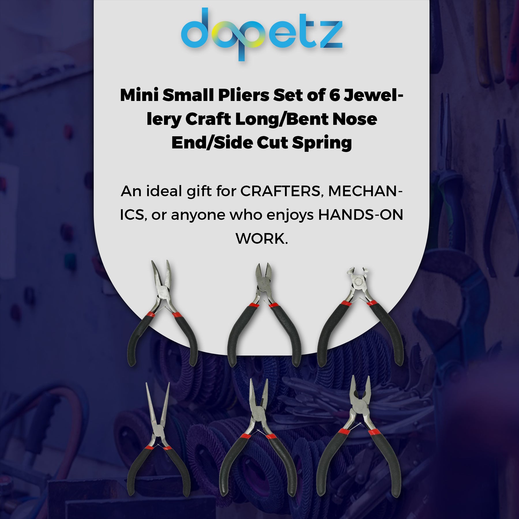 6PCS Mini Pliers Set Combination Long Nose Bent Nose Side End Cutting Tools By Dapetz