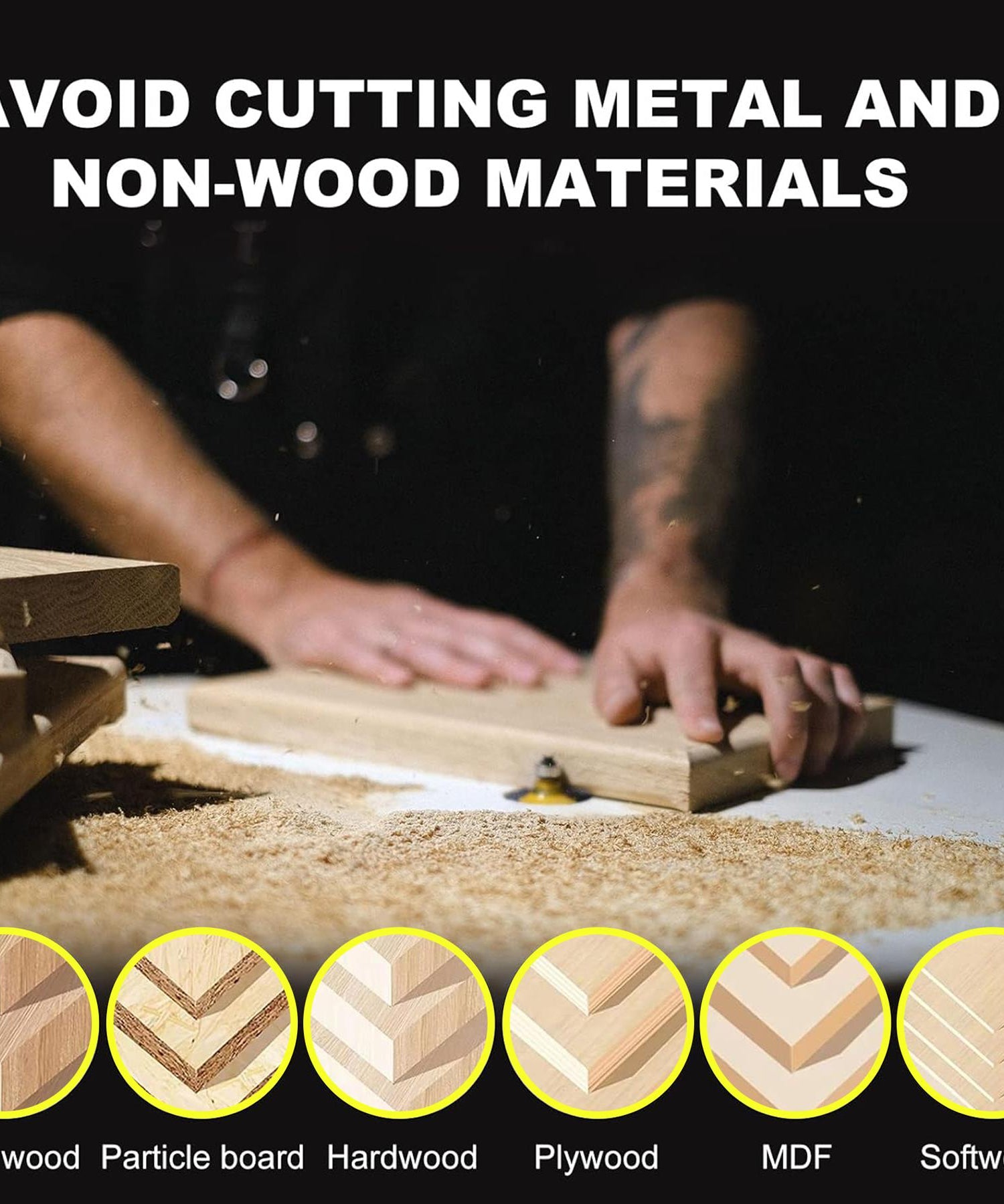 1/4'' Shank Flush Trim Router Bit Set – 3Pc Pattern Milling Cutter