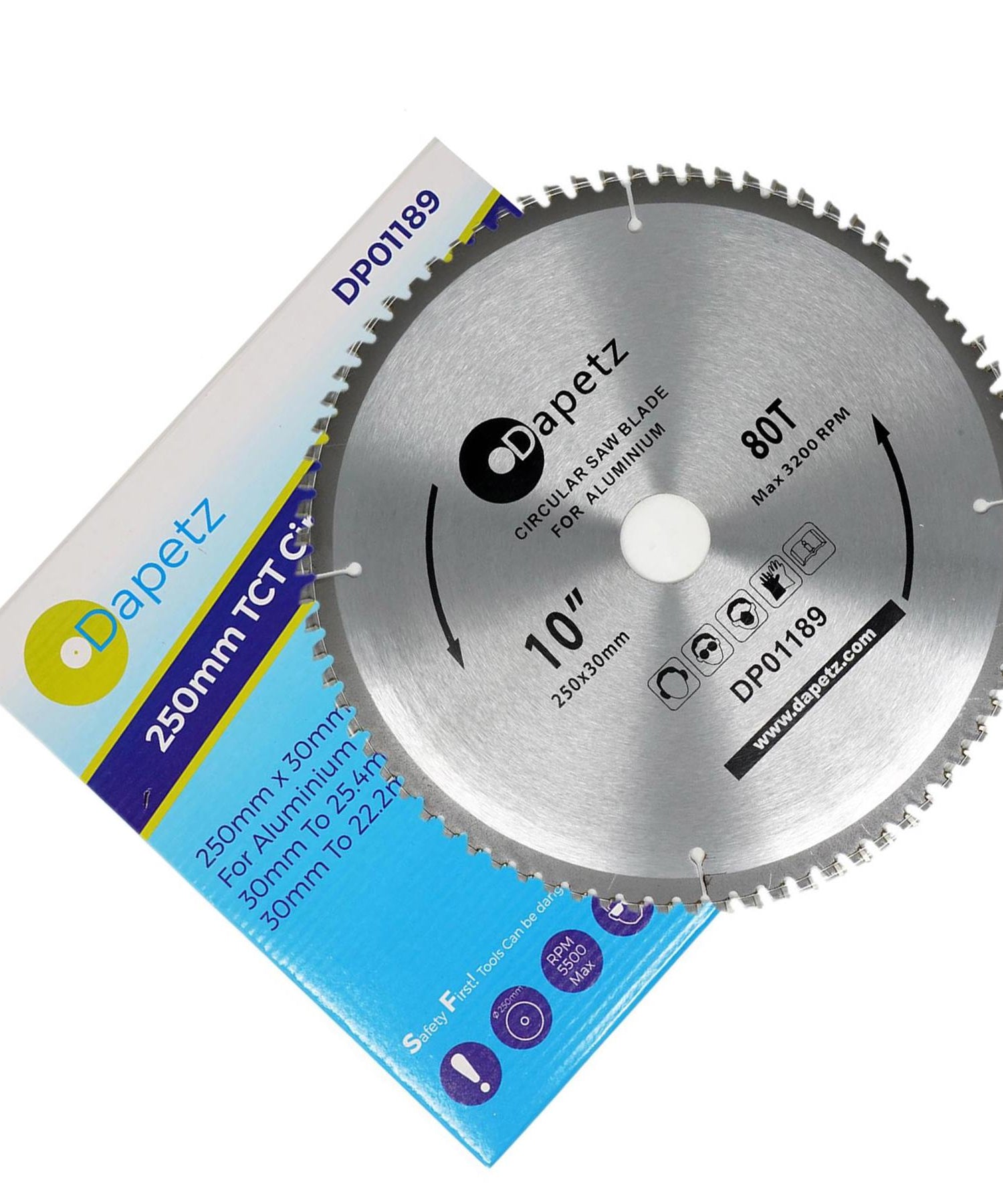 Teeth Aluminium Circular Saw Blade 250mm (10") 80 30mm Bore 25mm Rings Mitre by Dapetz