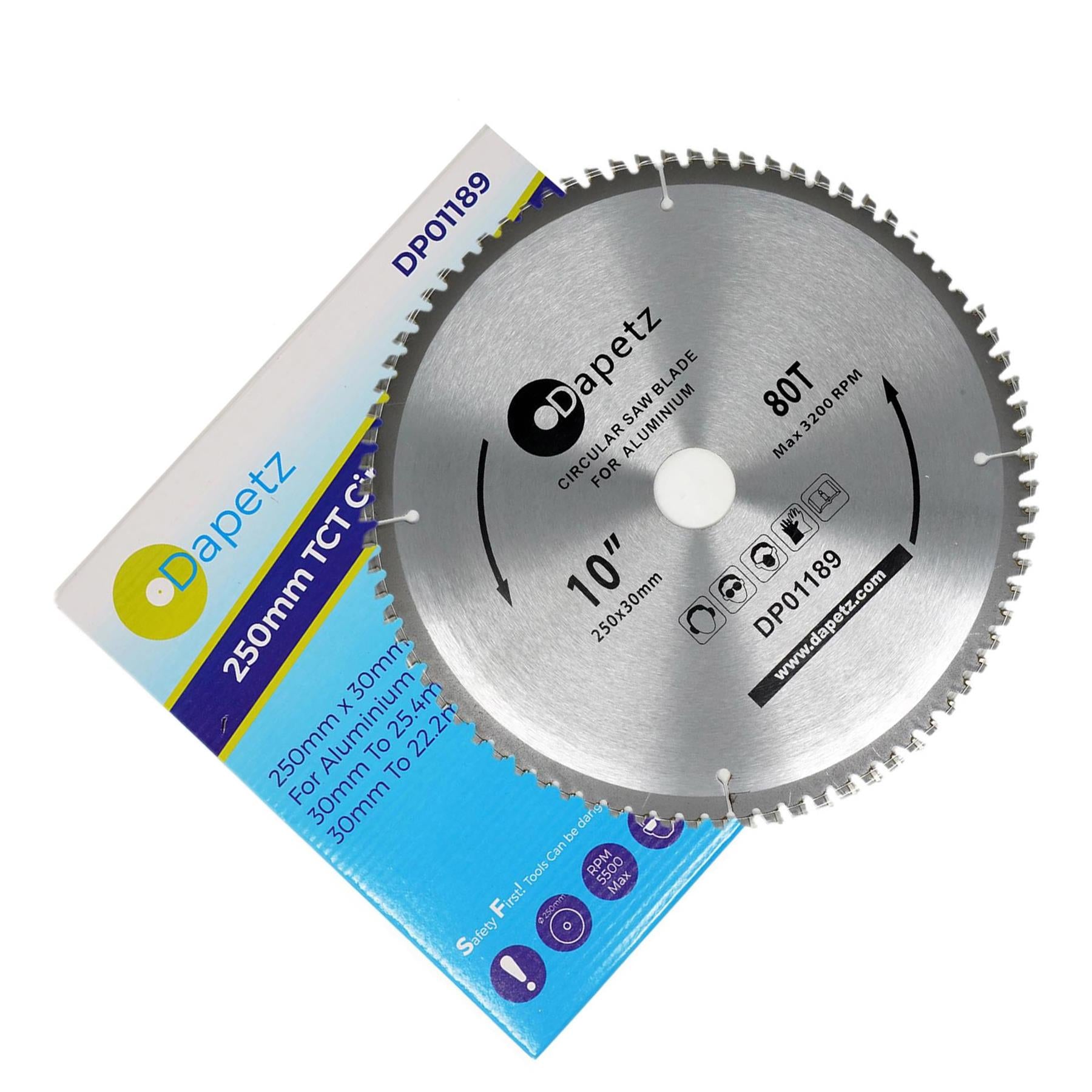 Teeth Aluminium Circular Saw Blade 250mm (10") 80 30mm Bore 25mm Rings Mitre by Dapetz