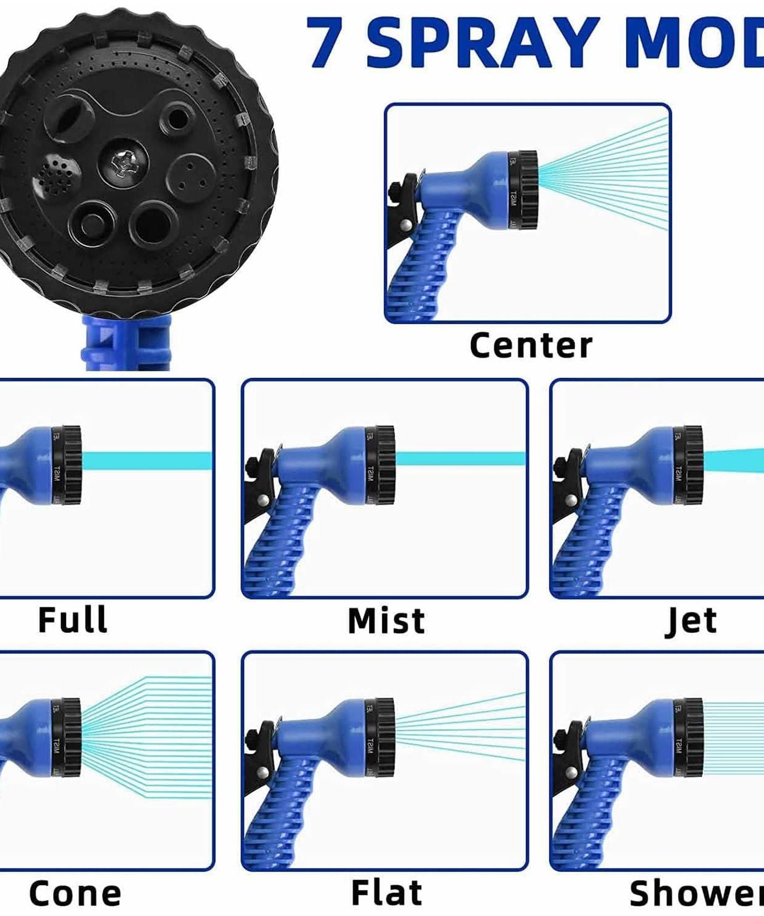 Expandable Garden Hose Pipe 15m 50ft With 7 Function Water Spray Gun Magic Hose