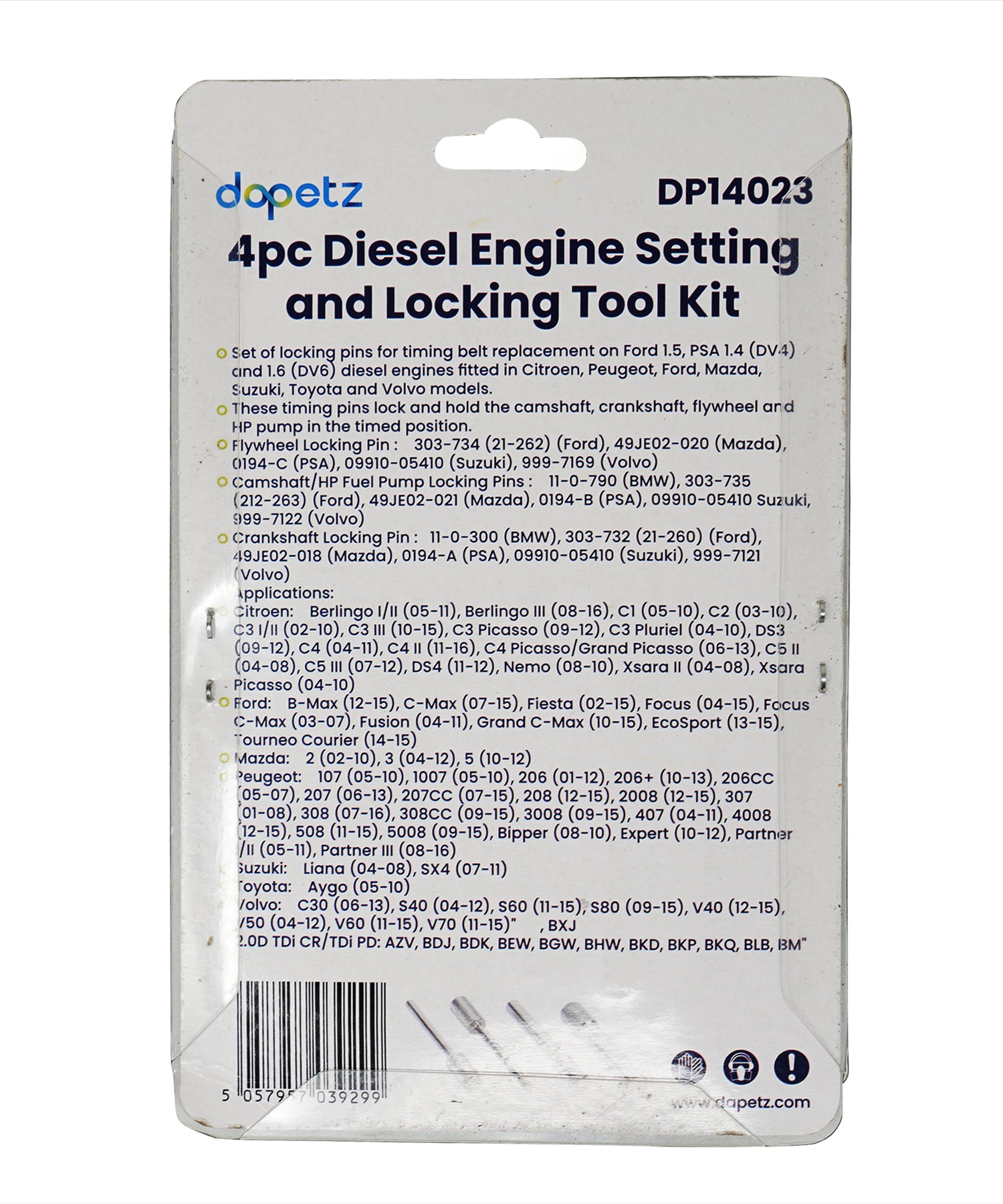 Professional 4-Piece Diesel Engine Setting and Locking Tool Kit By Dapetz