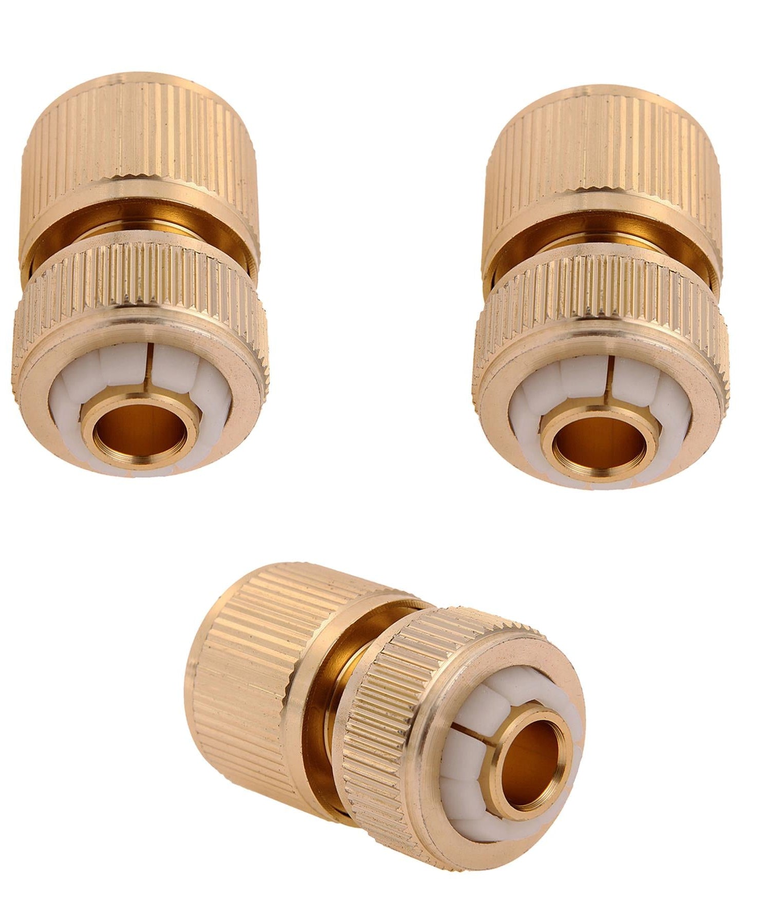 3pk Brass Hose Quick Connector Female Quick Fit To 1/2" Compression