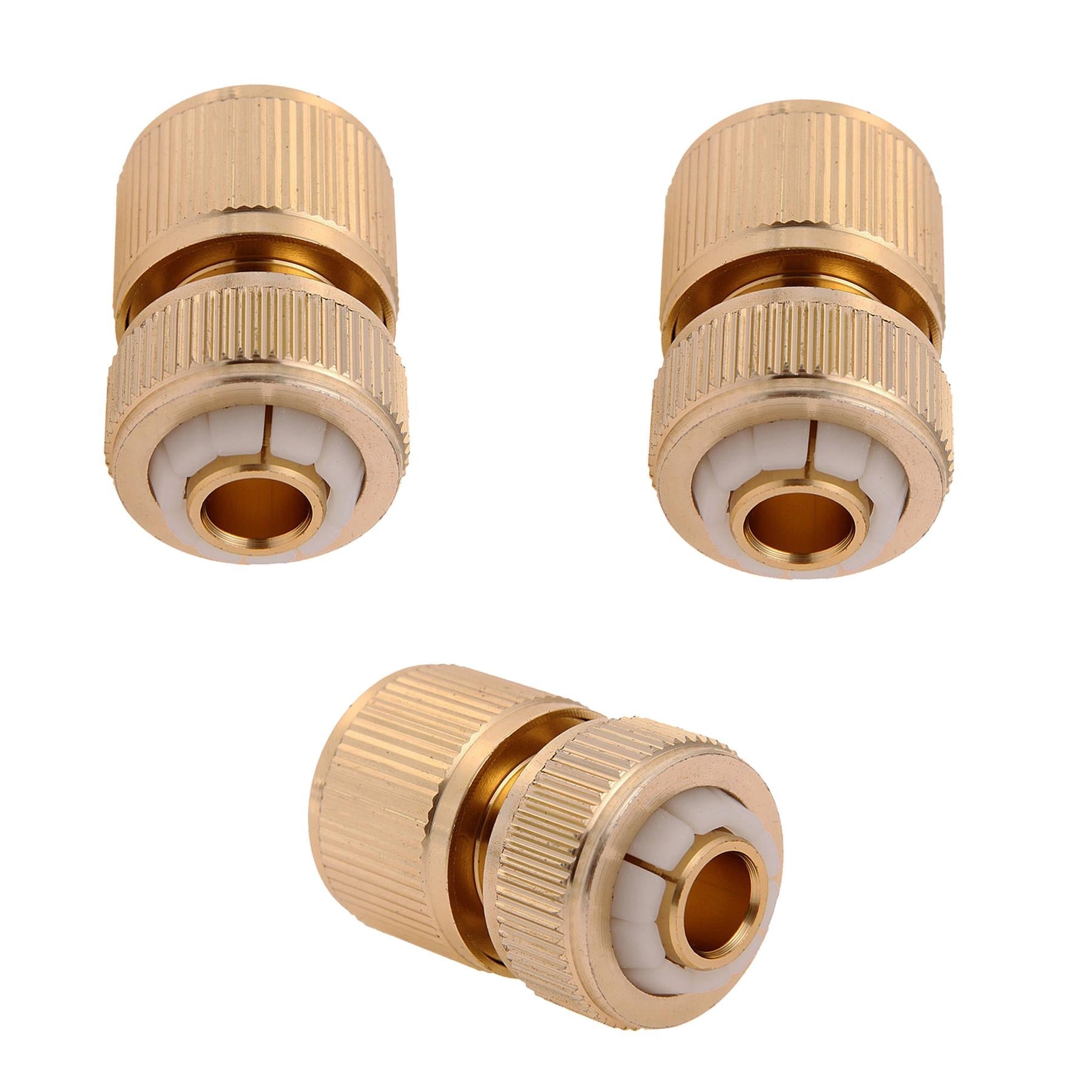 3pk Brass Hose Quick Connector Female Quick Fit To 1/2" Compression