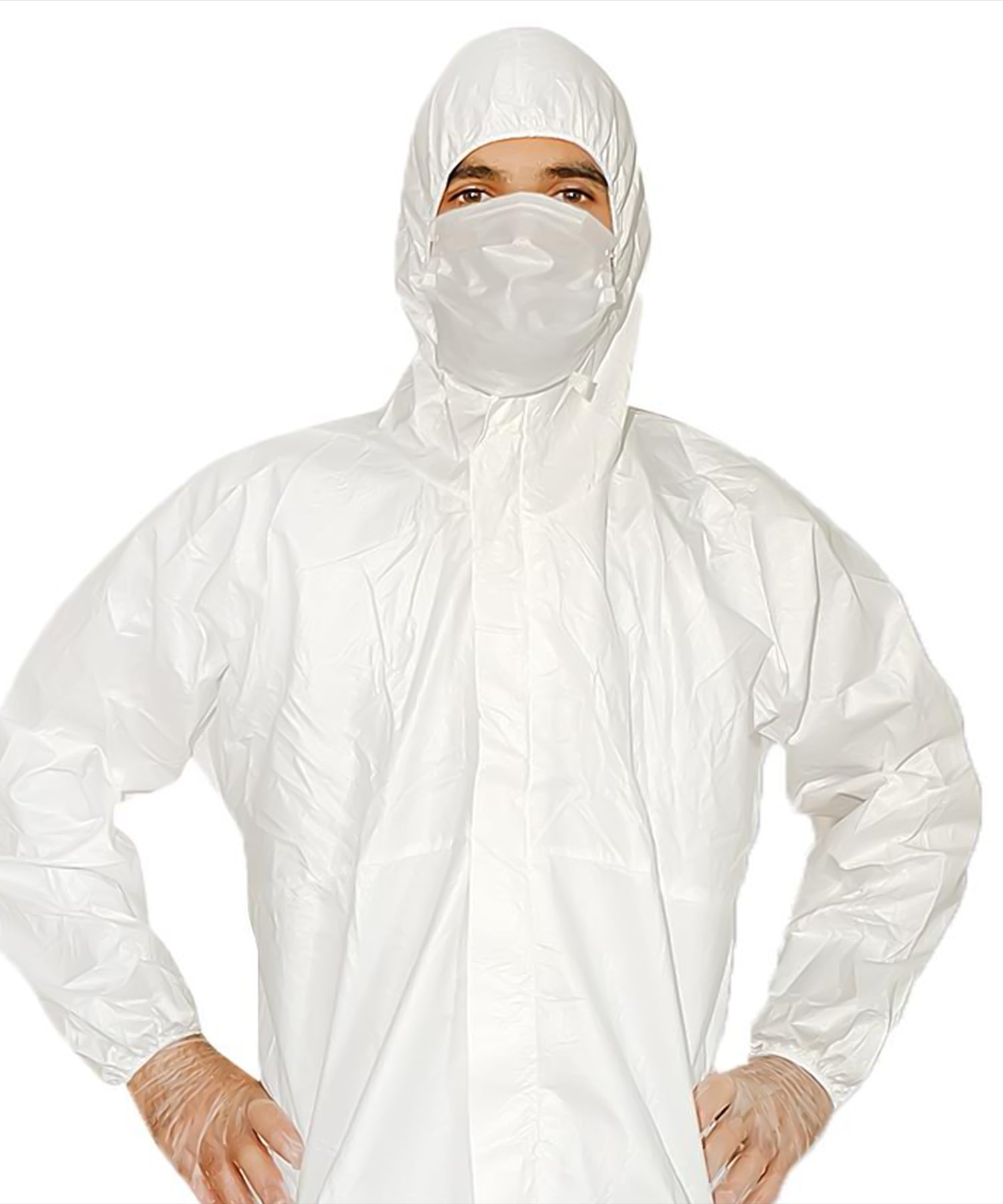 Disposable Breatheable Coveralls Boile Hood Protective Suit With Zip Large