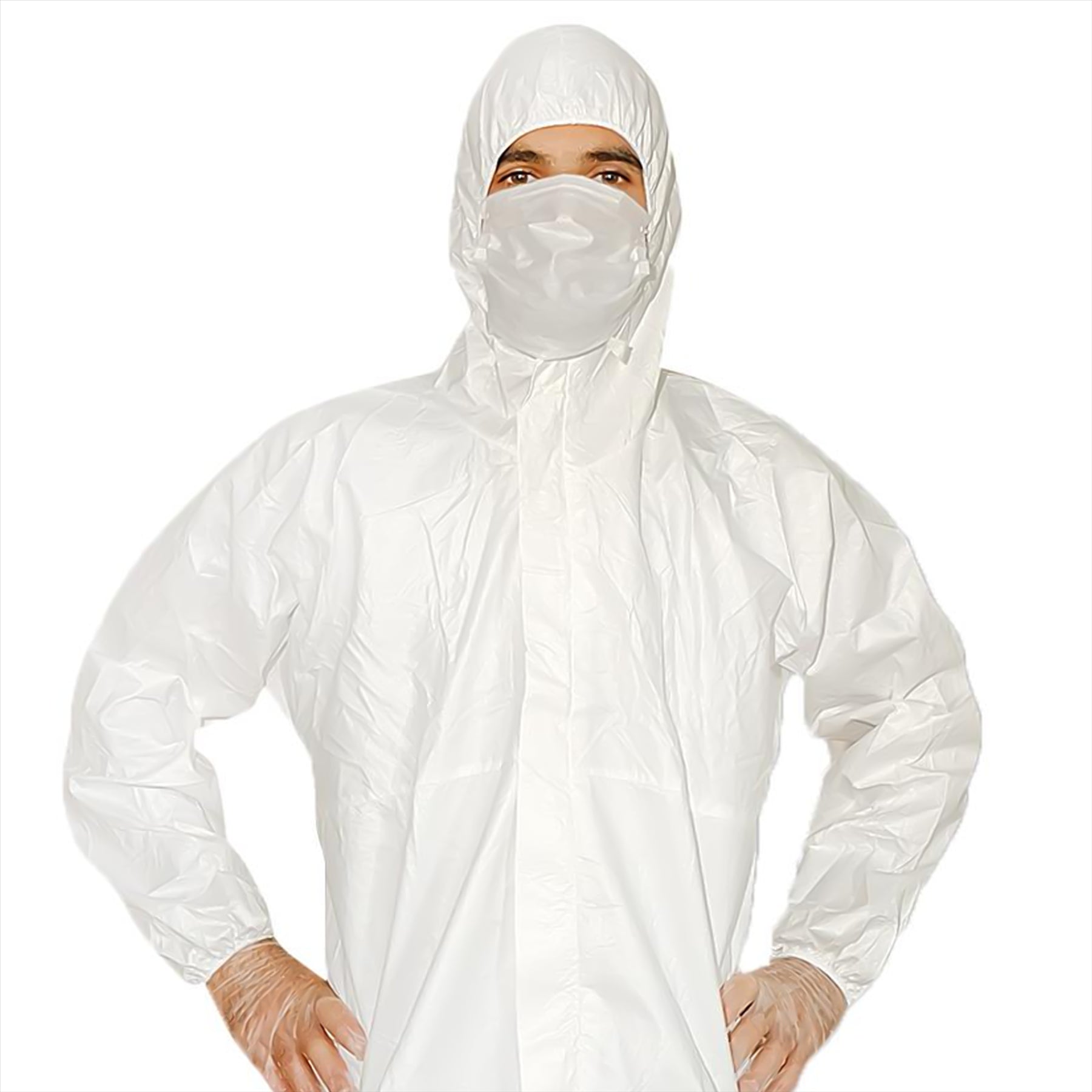 Disposable Breatheable Coveralls Boile Hood Protective Suit With Zip Large