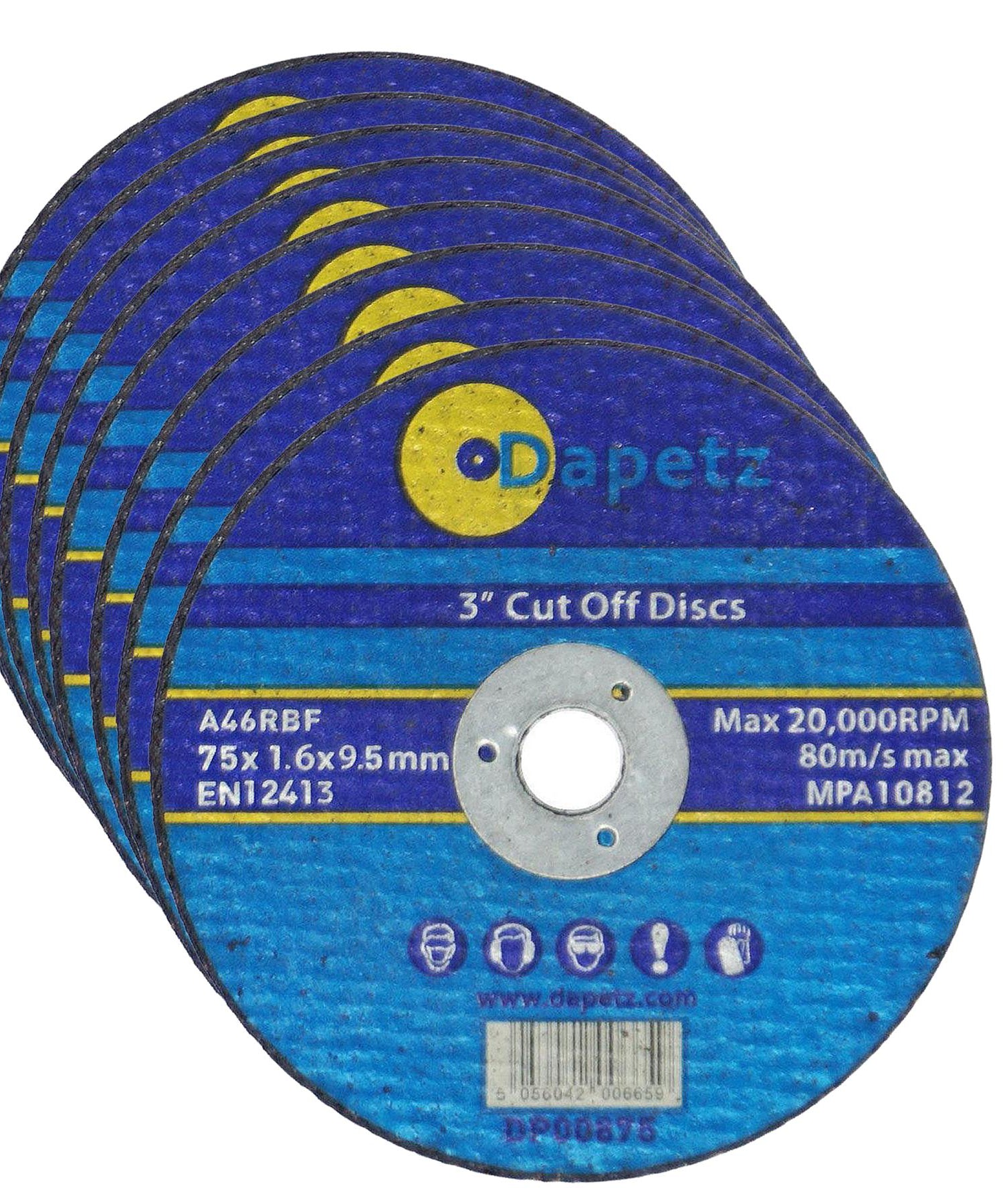 Metal Cutting Cut Off Discs 9.5mm Bore High Quality 10 Pack 75mm X 1.6mm By Dapetz
