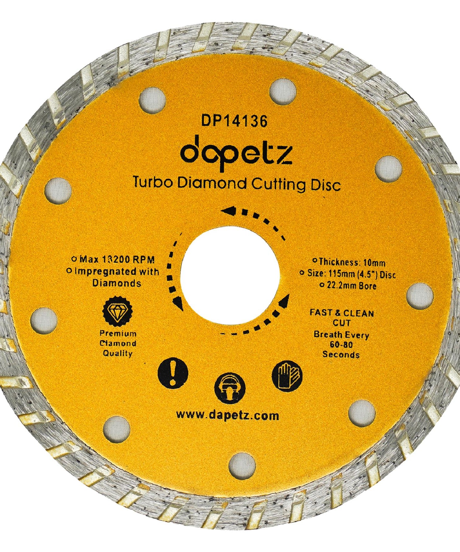 (Pack of 2) Angle Grinder Disc Thin Diamond Dry Cutting Disc Porcelain Tile Turbo 115mm 4.5" by Daptez