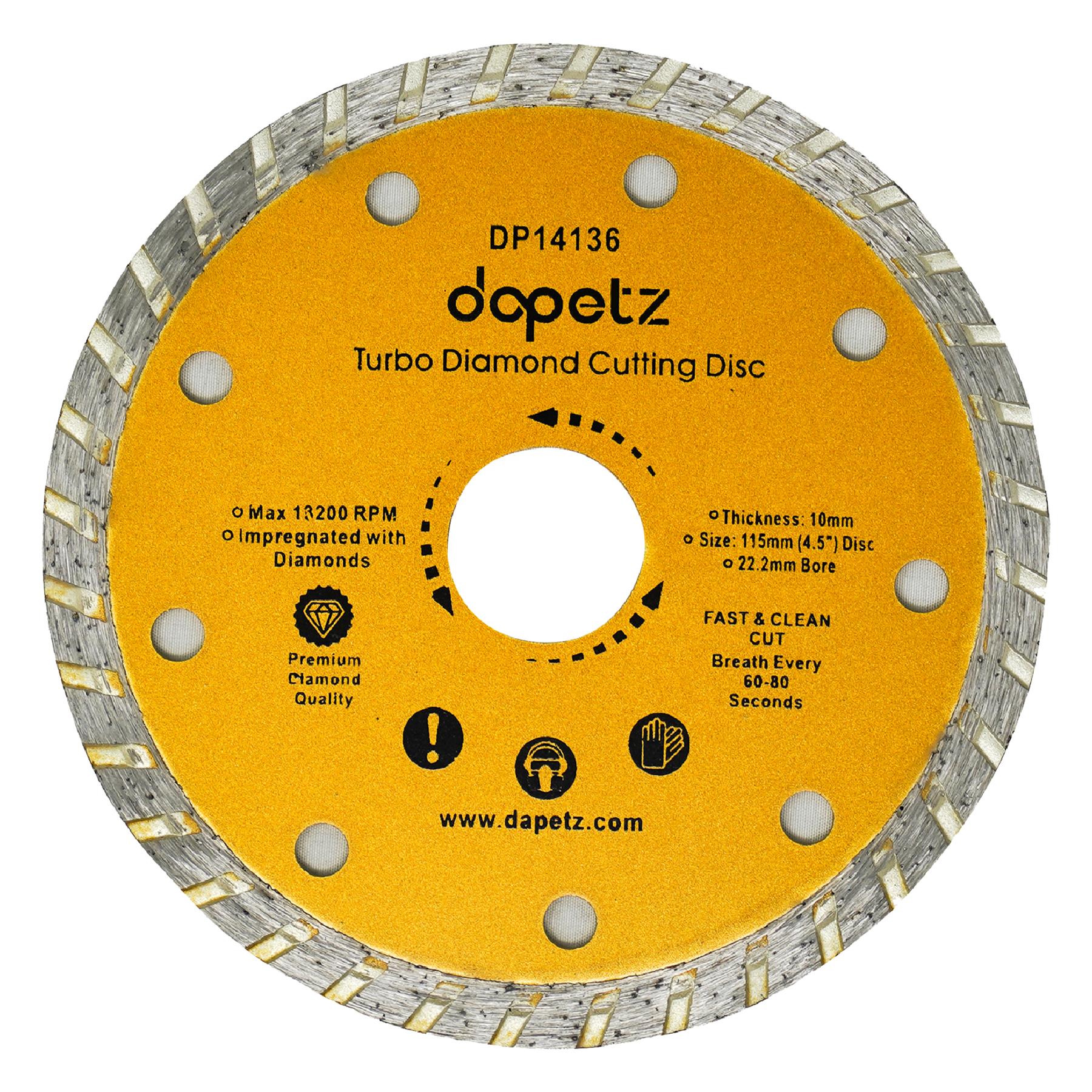 (Pack of 2) Angle Grinder Disc Thin Diamond Dry Cutting Disc Porcelain Tile Turbo 115mm 4.5" by Daptez