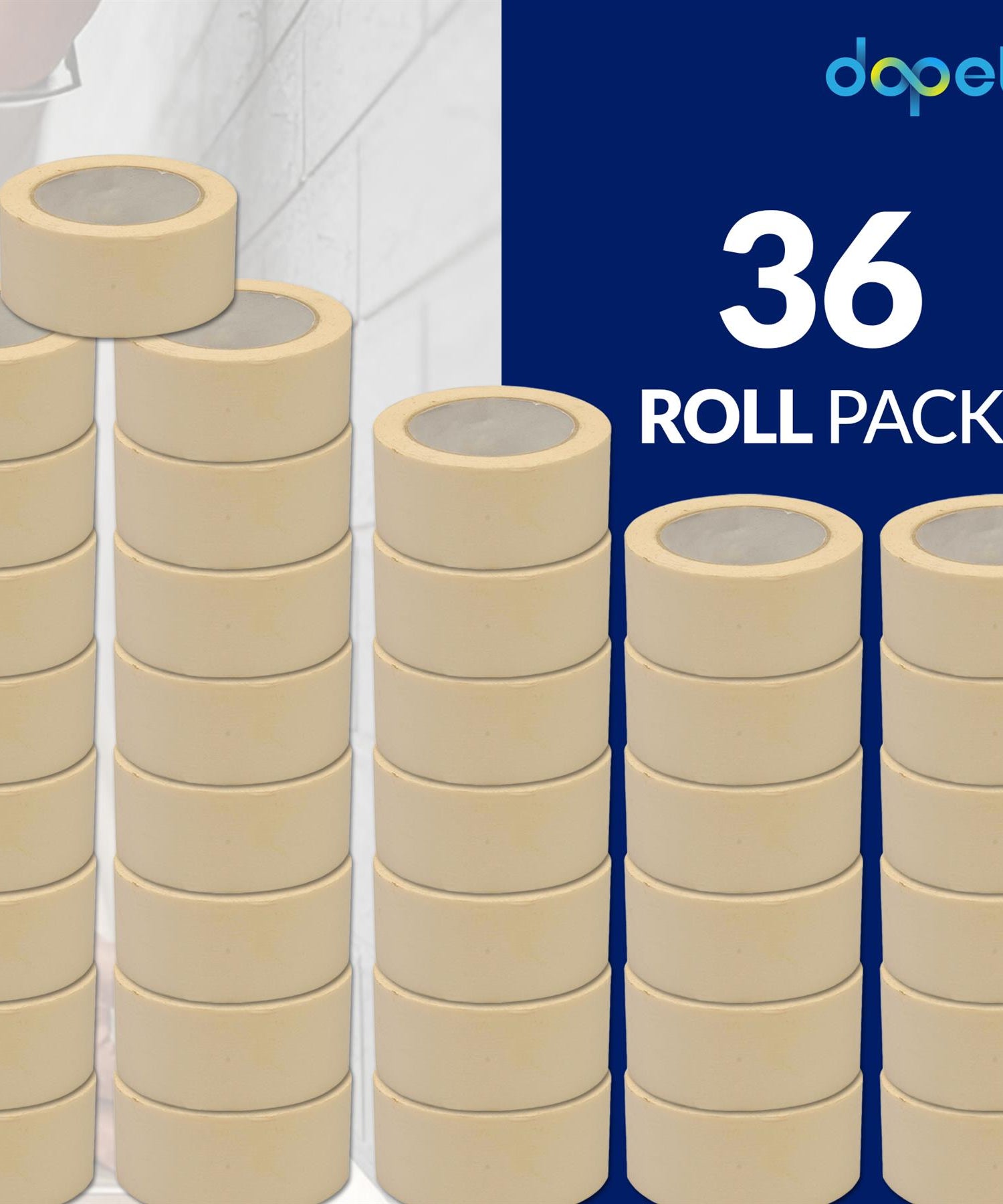 36 Rolls-UV-Resistant-White-Painters-Clean-Peel-Masking Tape 50mm x 50m By Dapetz