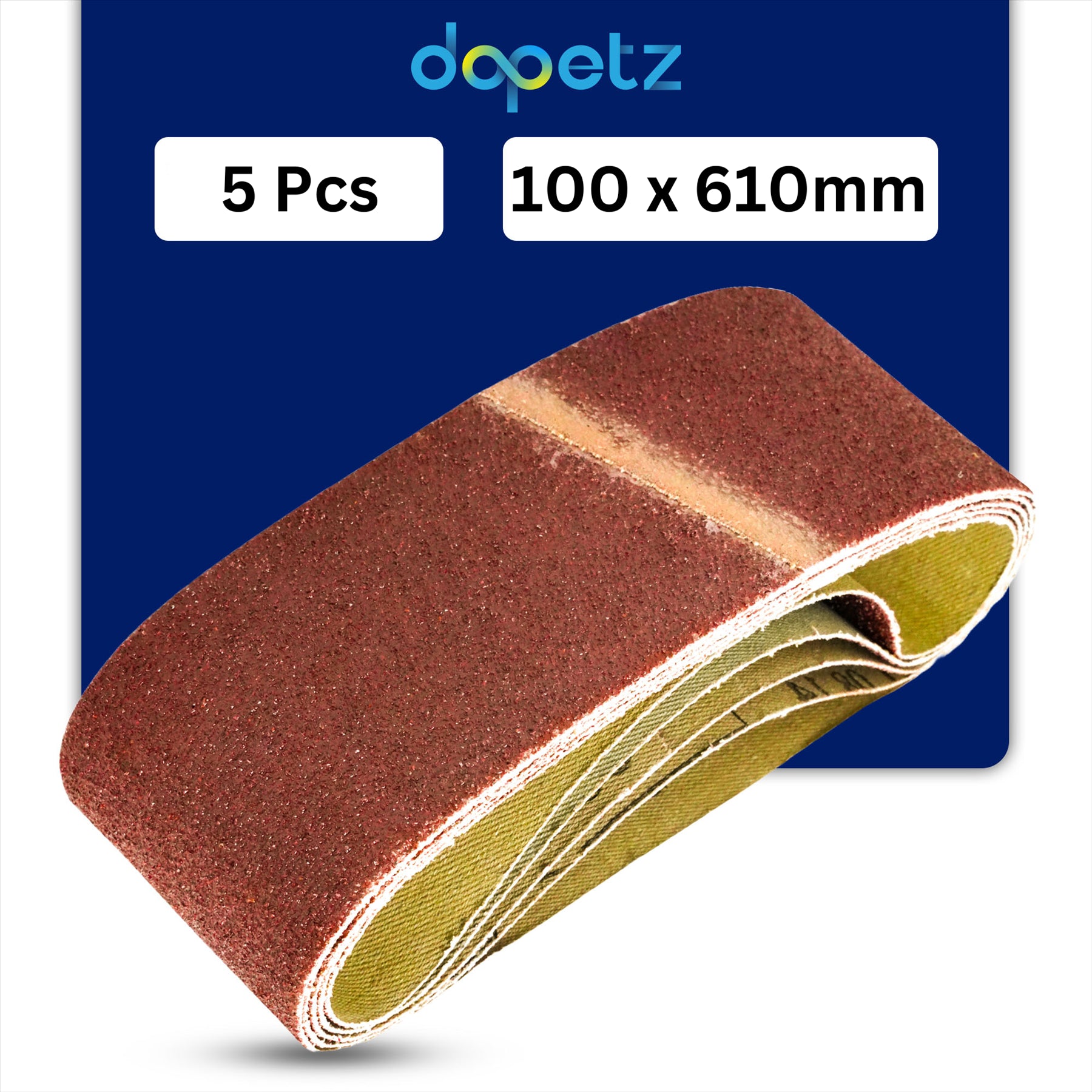 Sander Sanding Belts With Extra Top Skive 100 X 610mm 80 Grit Medium 5PCS By Dapetz