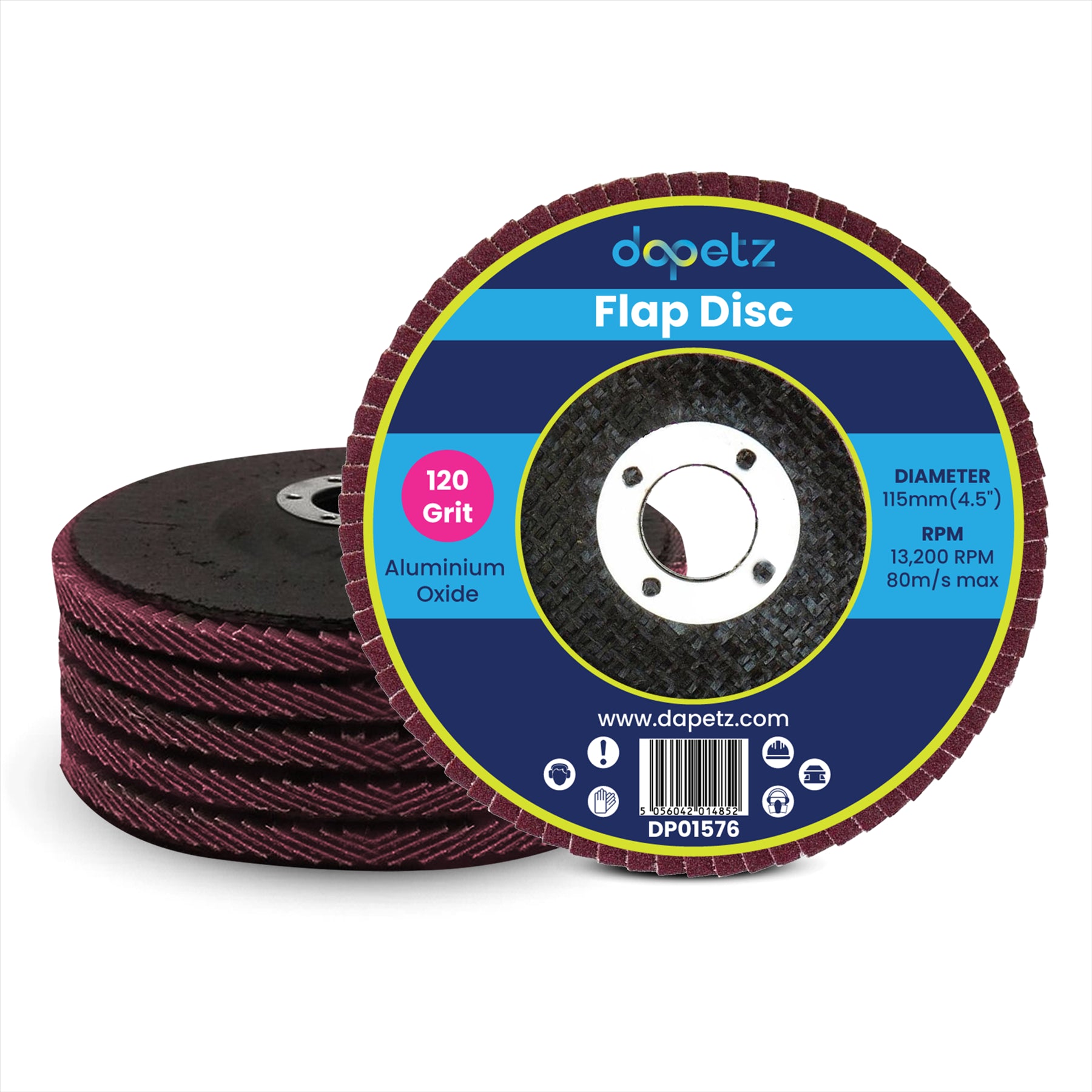 Flap Discs 80 & 120 Grit | 115mm Sanding & Grinding Wheels for 4.5" Angle Grinders (Pack of 10) By Dapetz