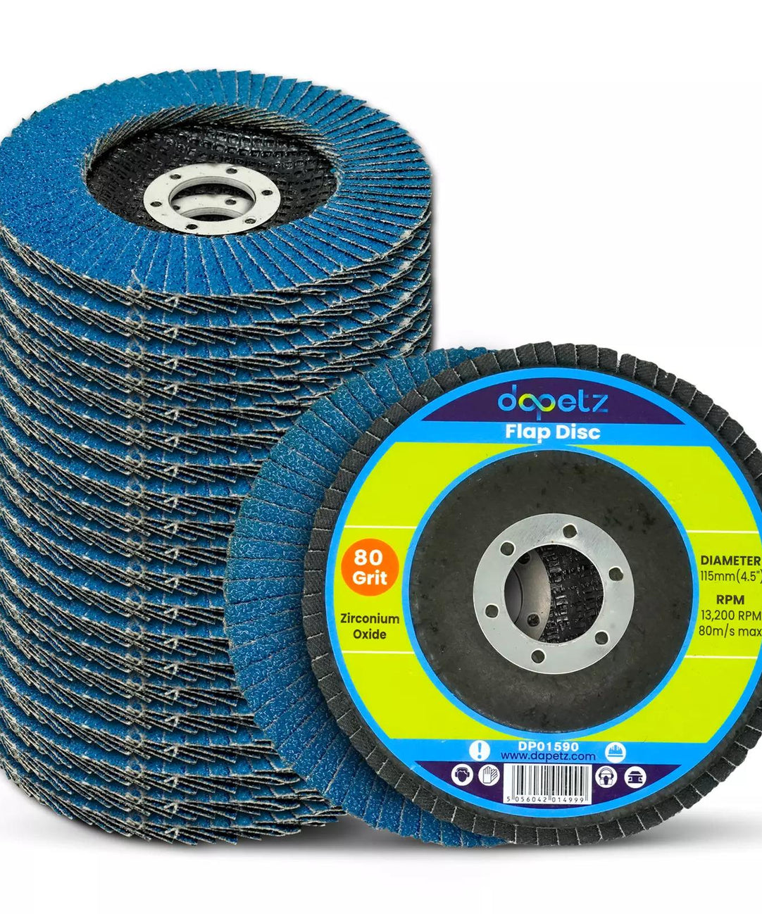 20pcs Flap Grinding Sanding Discs 115mm 4.5" 80 Grit Zirconium Oxide By Dapetz