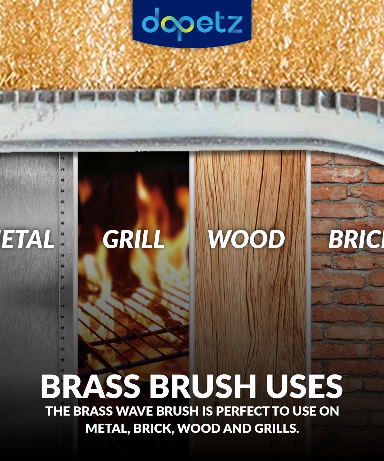 Brass Coated Hand Wire Brush With Plastic Handle . Heavy Duty DIY Tool Paint Rust Remover 35mm by Daptez