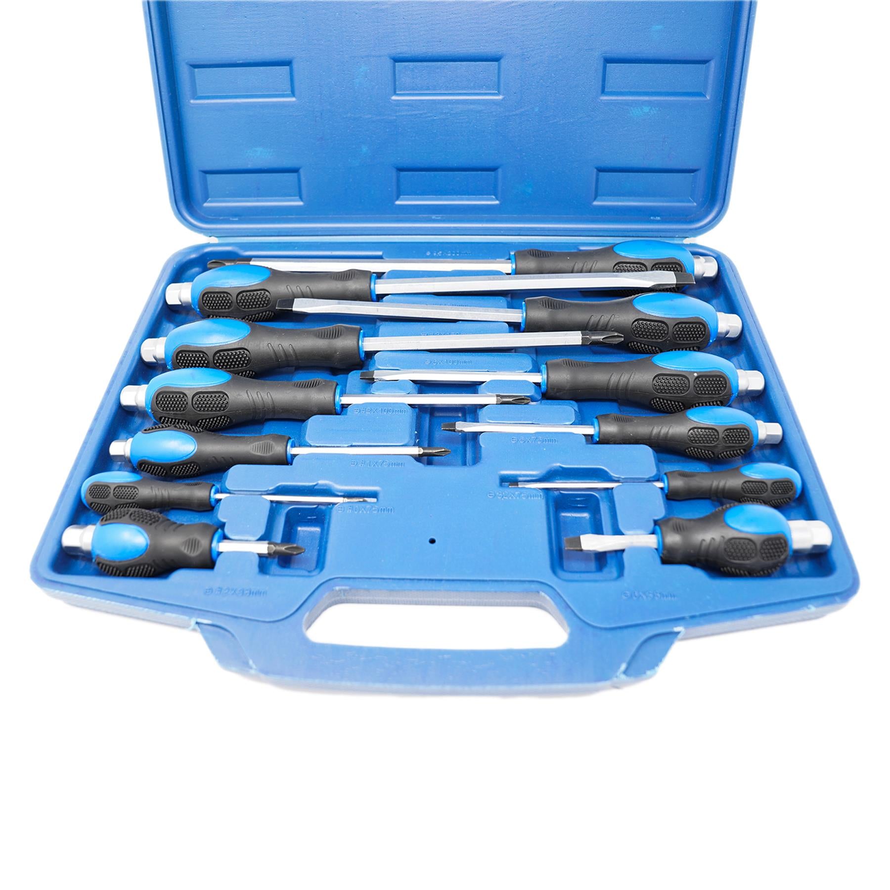 Dapetz Magnetic Screwdriver Set Cushion Grip Handle Flat & Cross Head (12 Pack)