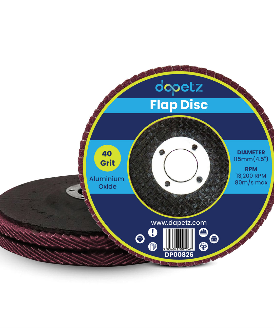 (Pack of 2) Angle Grinder Aluminium Oxide FLAP DISCS Grinding Wheels 115mm 4.5'' 40 Grit  by Daptez