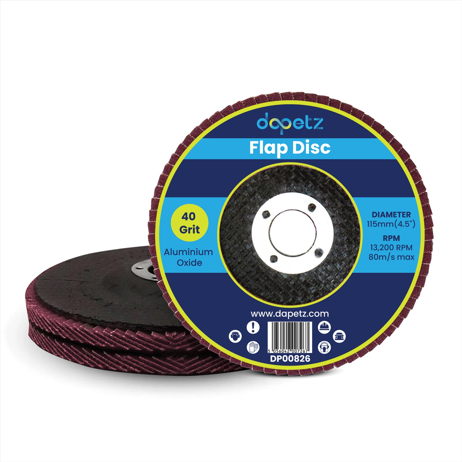 (Pack of 2) Angle Grinder Aluminium Oxide FLAP DISCS Grinding Wheels 115mm 4.5'' 40 Grit  by Daptez