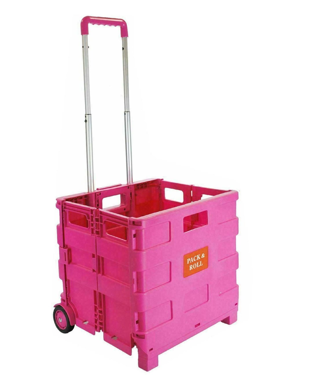 Dapetz Folding Shopping Trolley Foldable Cart Boot Fold Up Storage Box Crate 25kg Load Capacity - Pink