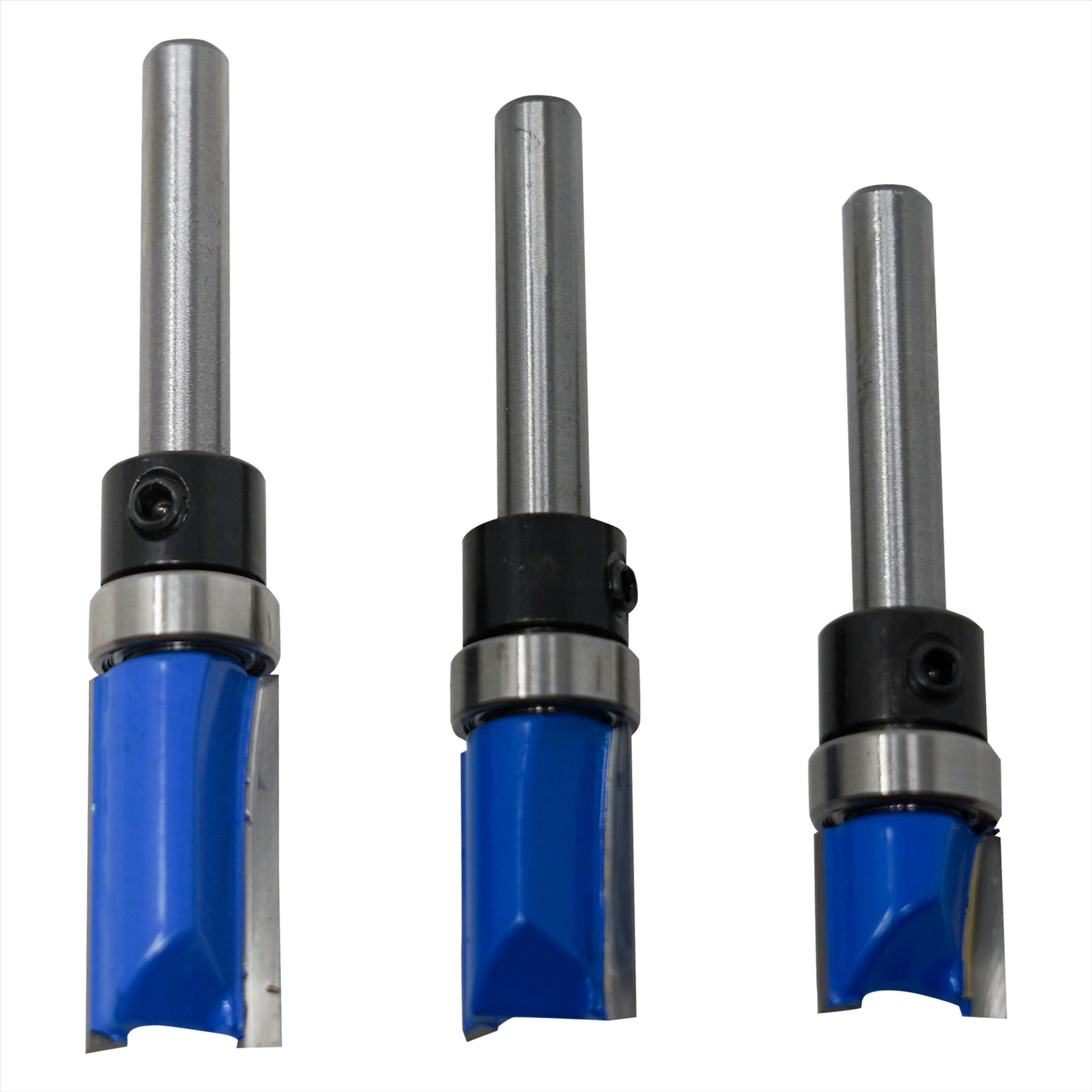 1/4'' Shank Flush Trim Router Bit Set – 3Pc Pattern Milling Cutter