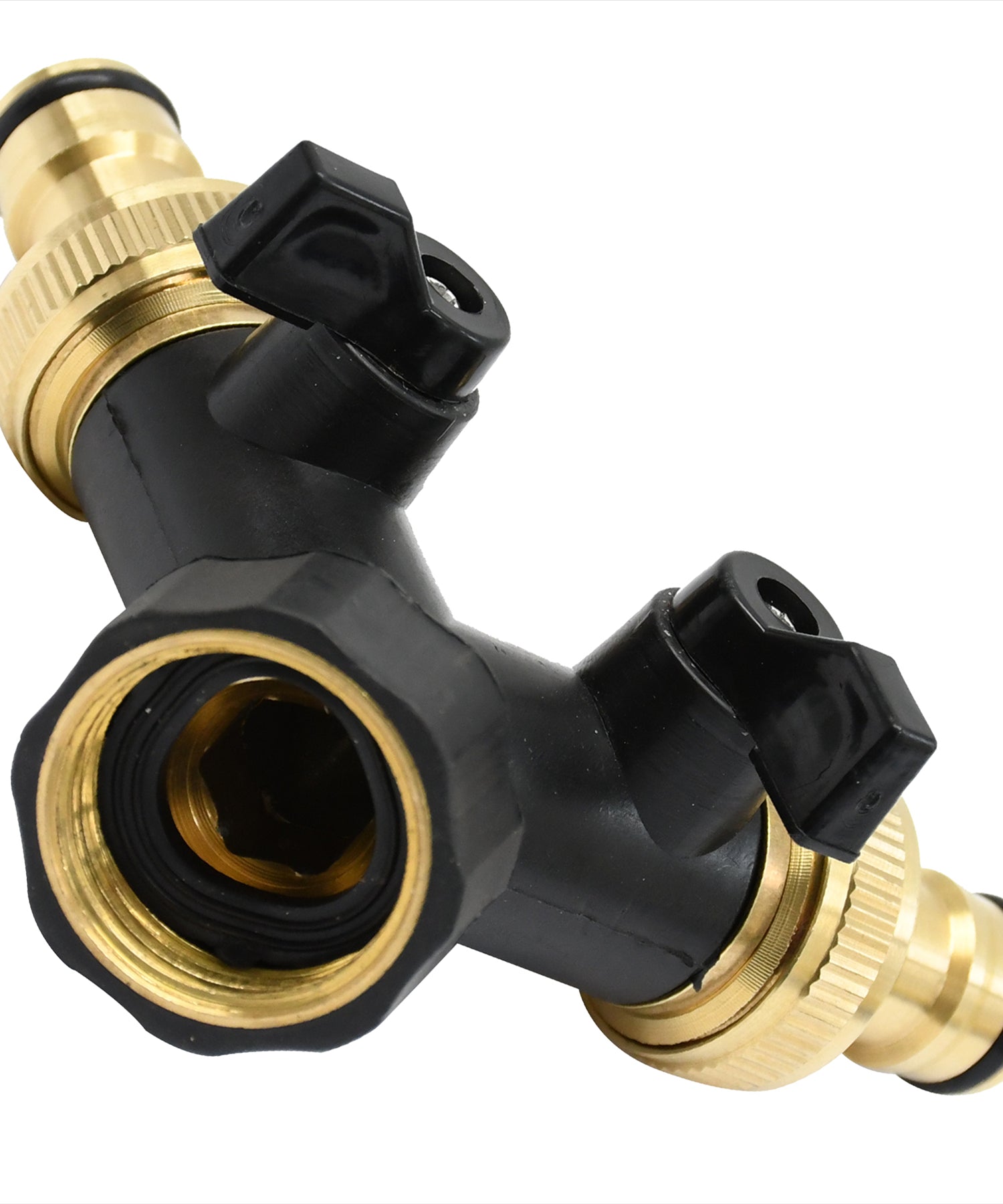 2-Way Hose Connector Splitter 3/4" Brass Double Garden Tap Adapter | Strong Metal by Dapetz