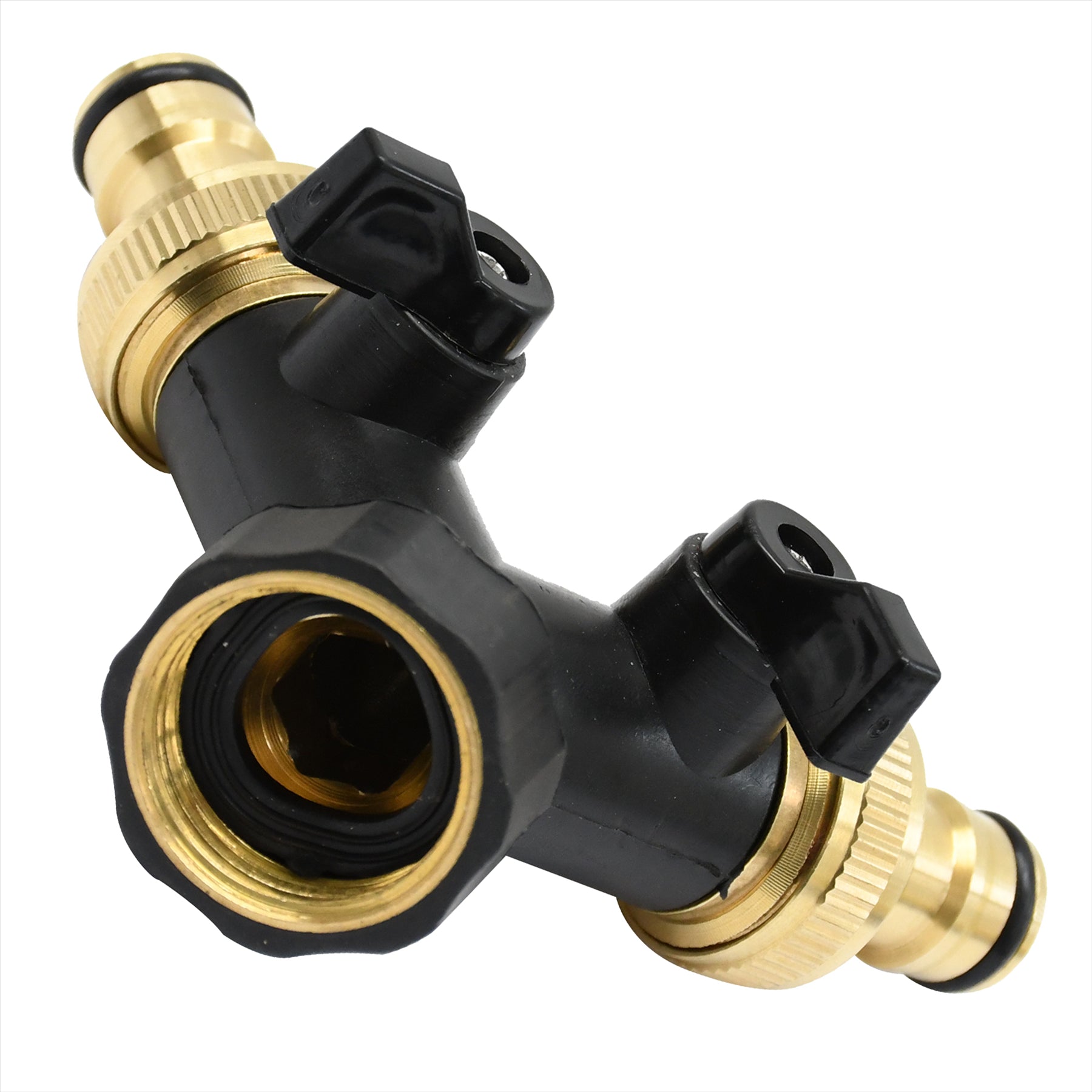 2-Way Hose Connector Splitter 3/4" Brass Double Garden Tap Adapter | Strong Metal by Dapetz