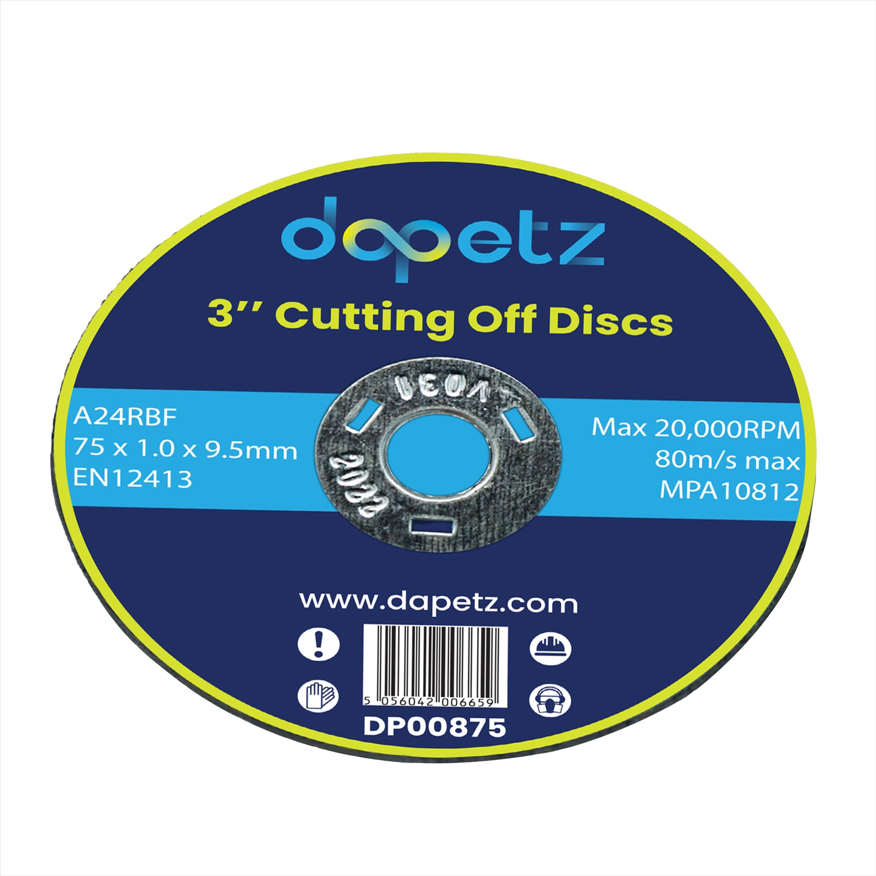 Dapetz Metal Cutting Discs 3" 75mm, Air Cut Off Thin Slitting Discs (Pack of 50)