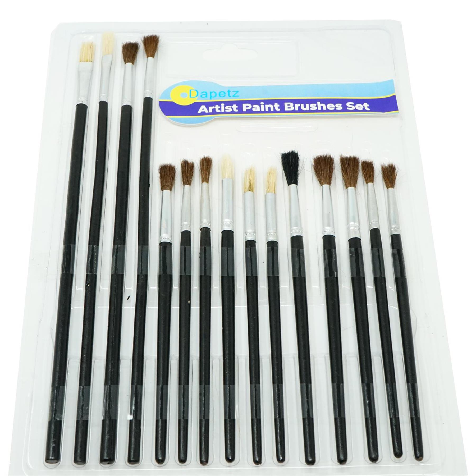 15 PCS ASSORTED ARTIST PAINT BRUSH SETS Acrylic/Oil/Watercolour Thin Thick round By Dapetz