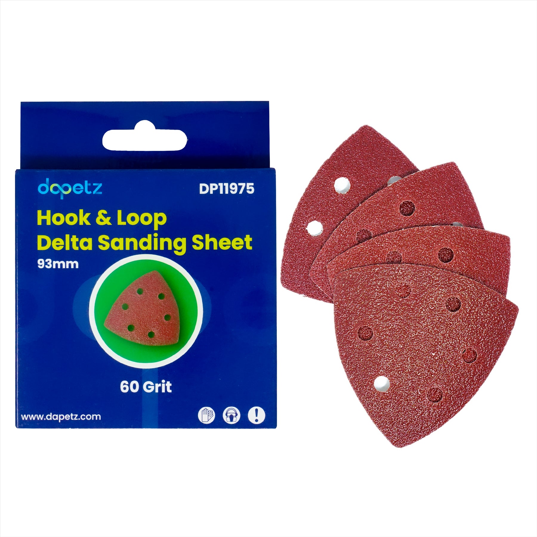 Dapetz Mouse Sanding Sheet 60 Grit Sandpaper Detail Palm Sander Pad 93mm (Pack of 5)