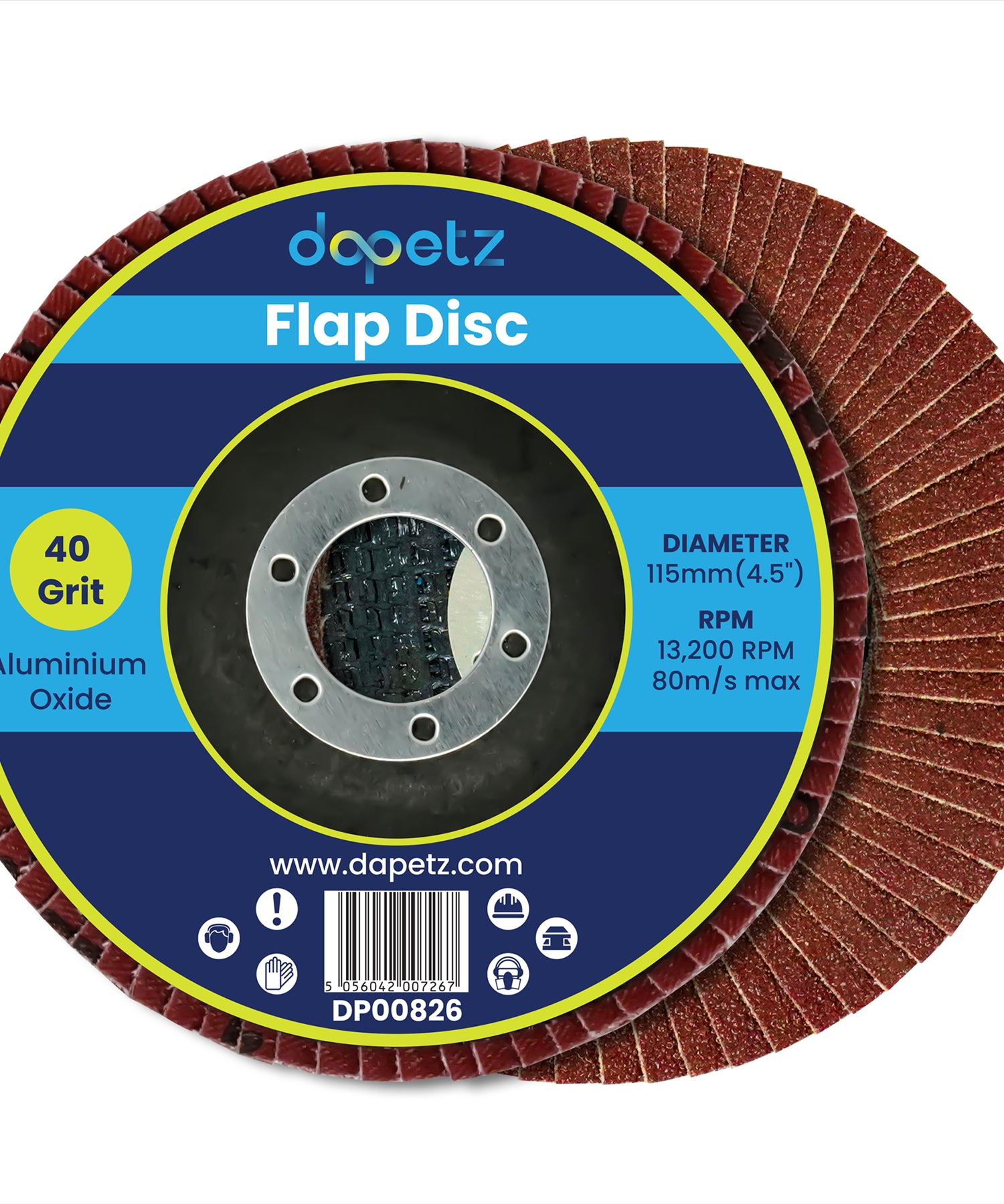 Angle Grinder Flap Discs 115mm 40 Grit Aluminium By Dapetz