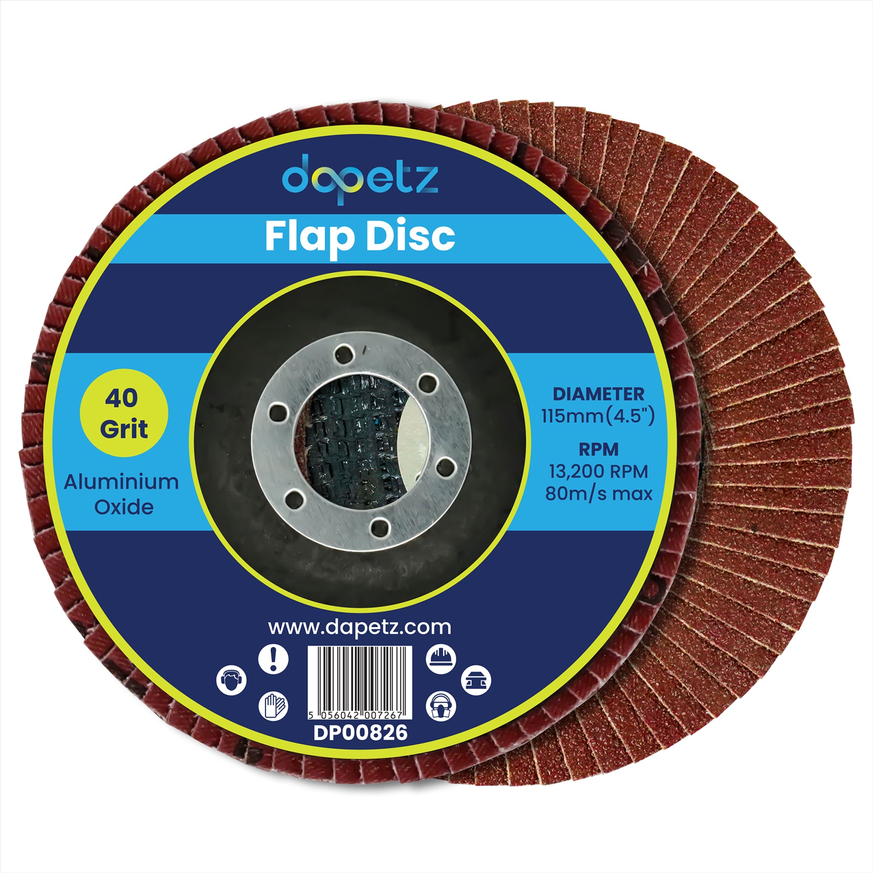 Angle Grinder Flap Discs 115mm 40 Grit Aluminium By Dapetz