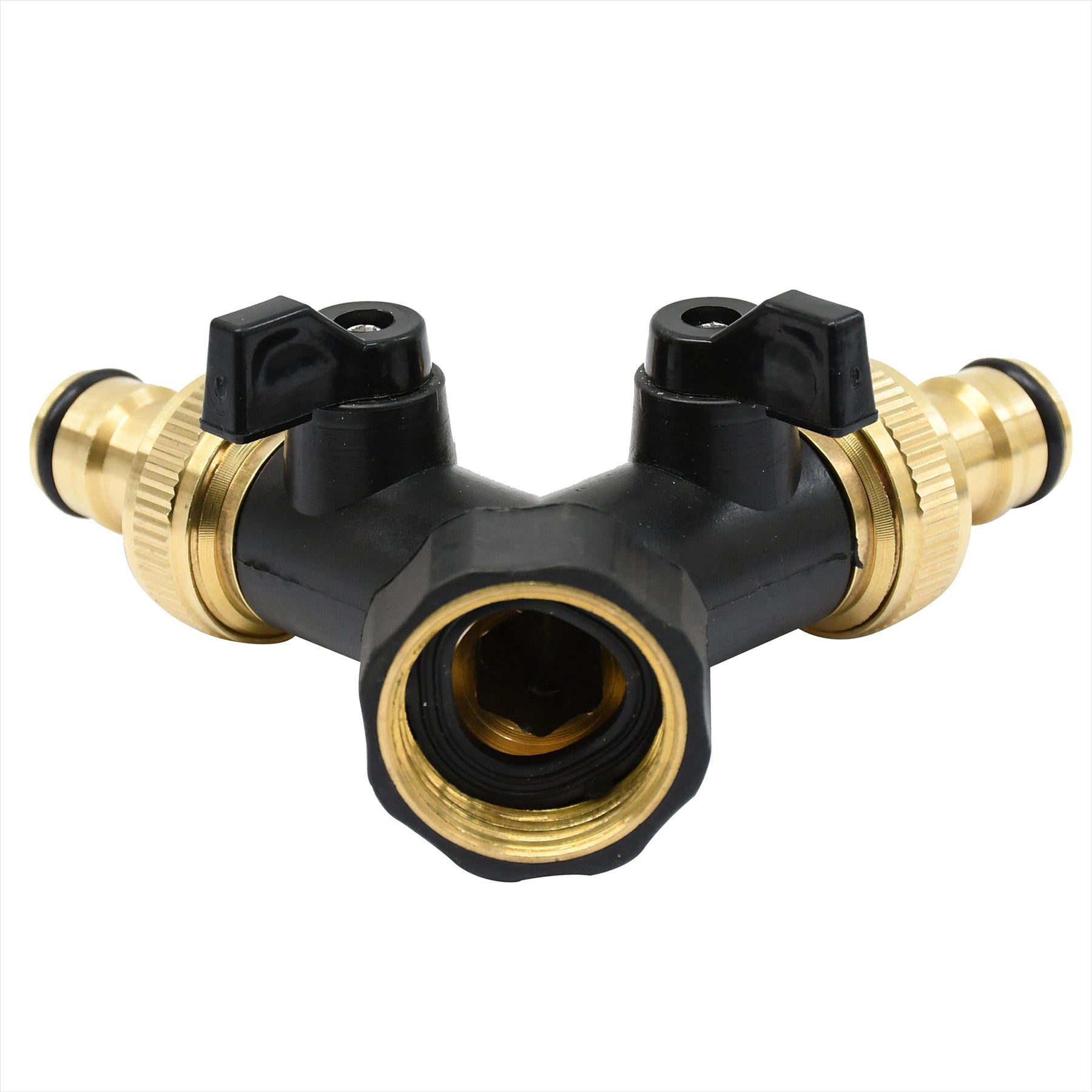 2-Way Hose Connector Splitter 3/4" Brass Double Garden Tap Adapter | Strong Metal by Dapetz